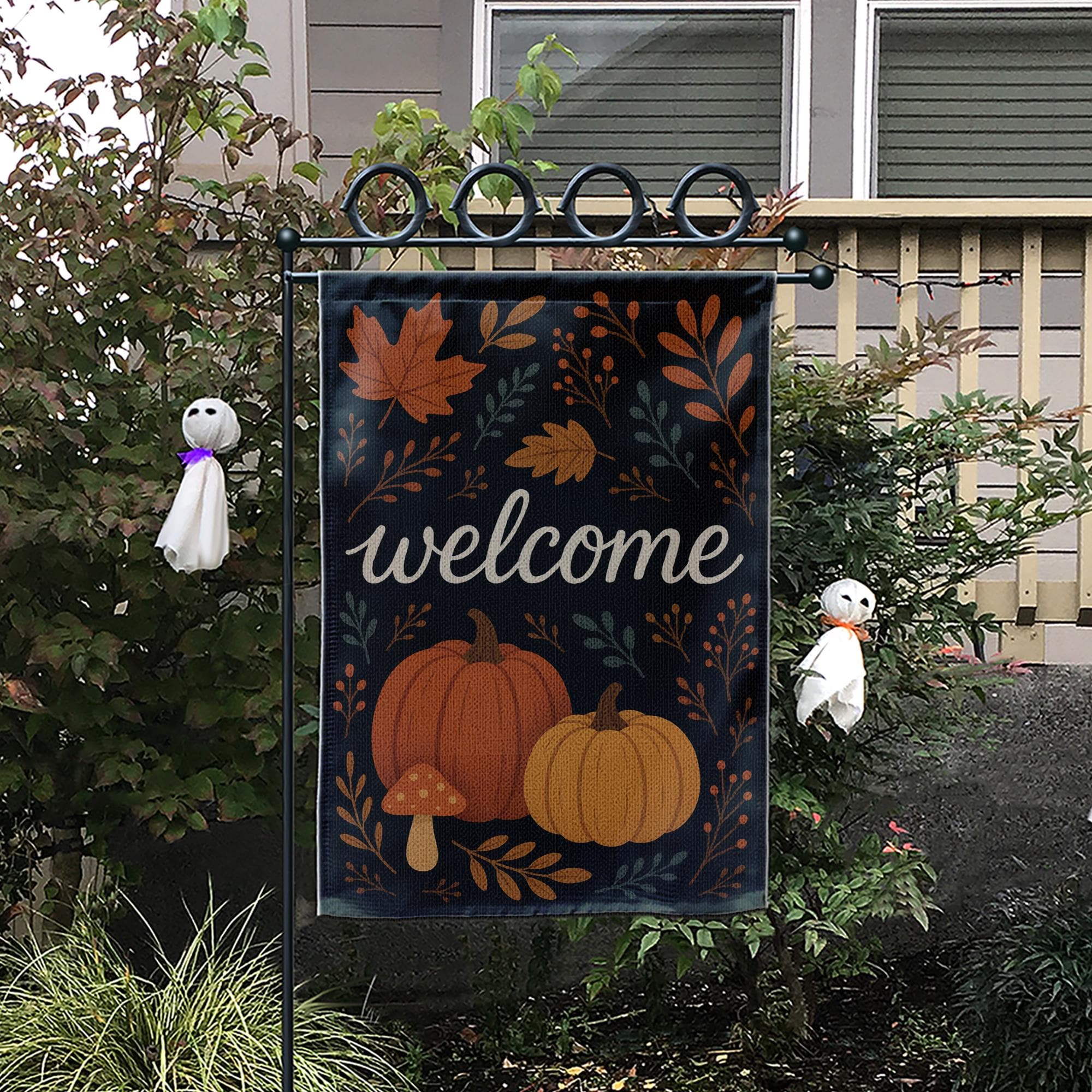 Fall Welcome Garden Flag, Pumpkin Autumn Yard Decor, Seasonal Outdoor Decoration, Thanksgiving Front Porch Flag