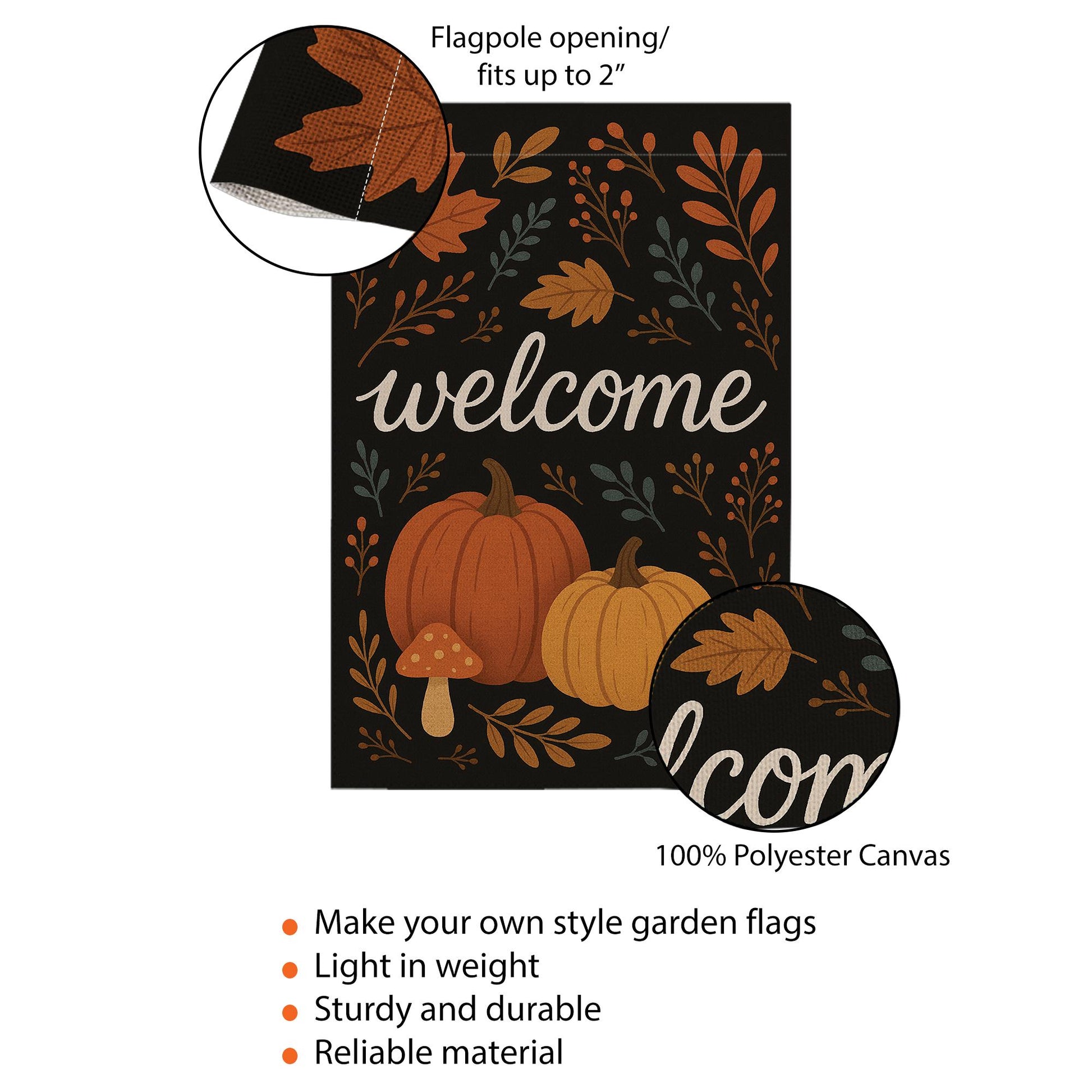 Fall Welcome Garden Flag, Pumpkin Autumn Yard Decor, Seasonal Outdoor Decoration, Thanksgiving Front Porch Flag