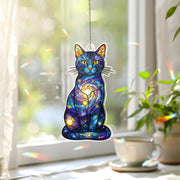 Galaxy Cat Acrylic Window Hanging, Cosmic Holographic Cat Suncatcher, Suncatcher Style Decor, Space Lover Gift for Cat Owners
