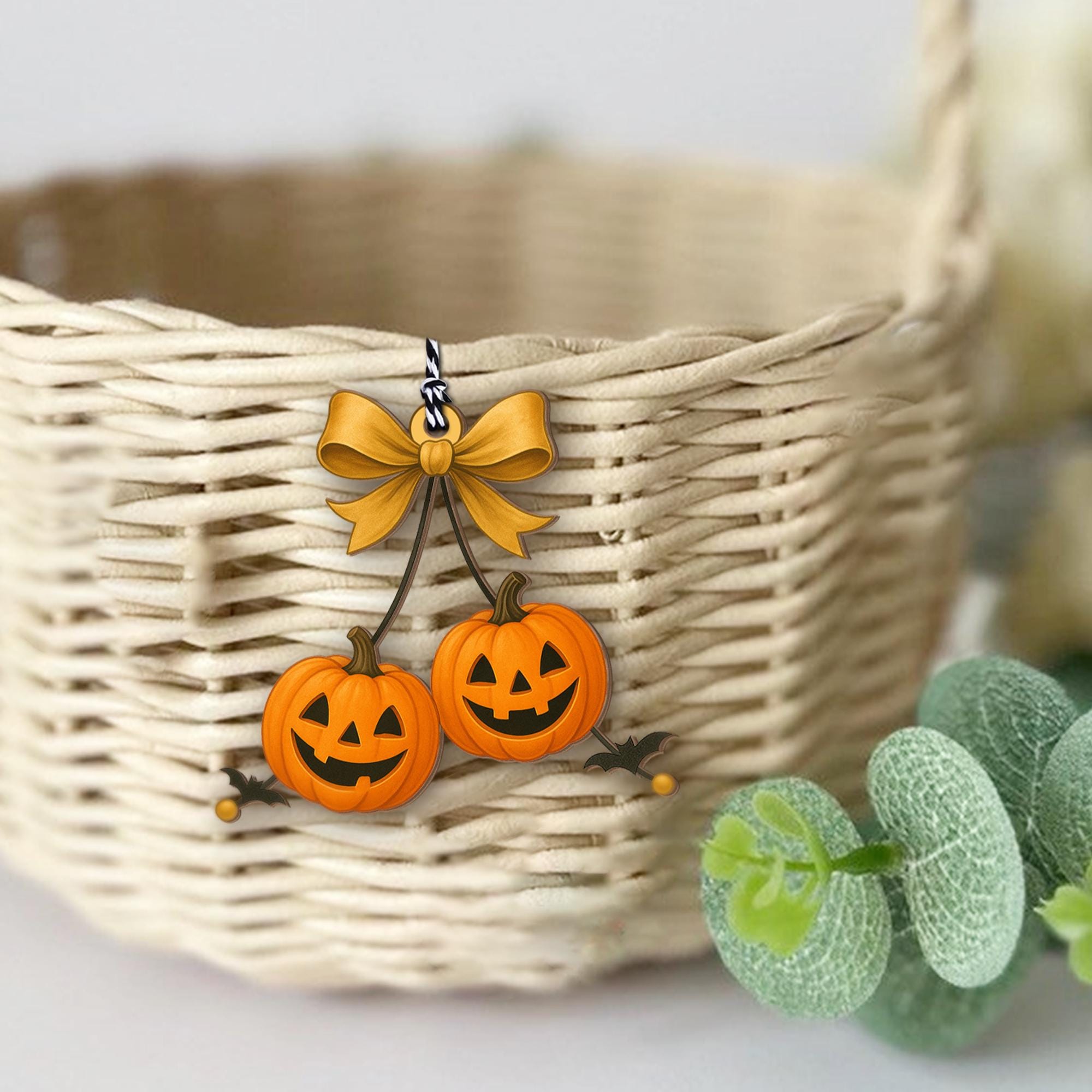 Halloween Pumpkin Basket Tag | Jack O’Lantern Gift Tag | Cute Trick or Treat Basket Charm | Spooky Fall Party Favor Decor, Cute Gift Idea