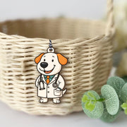Doctor Dog Basket Tag | Cute Puppy Gift Tag | Veterinarian Appreciation Charm | Medical Graduation Party Favor for Vet Students