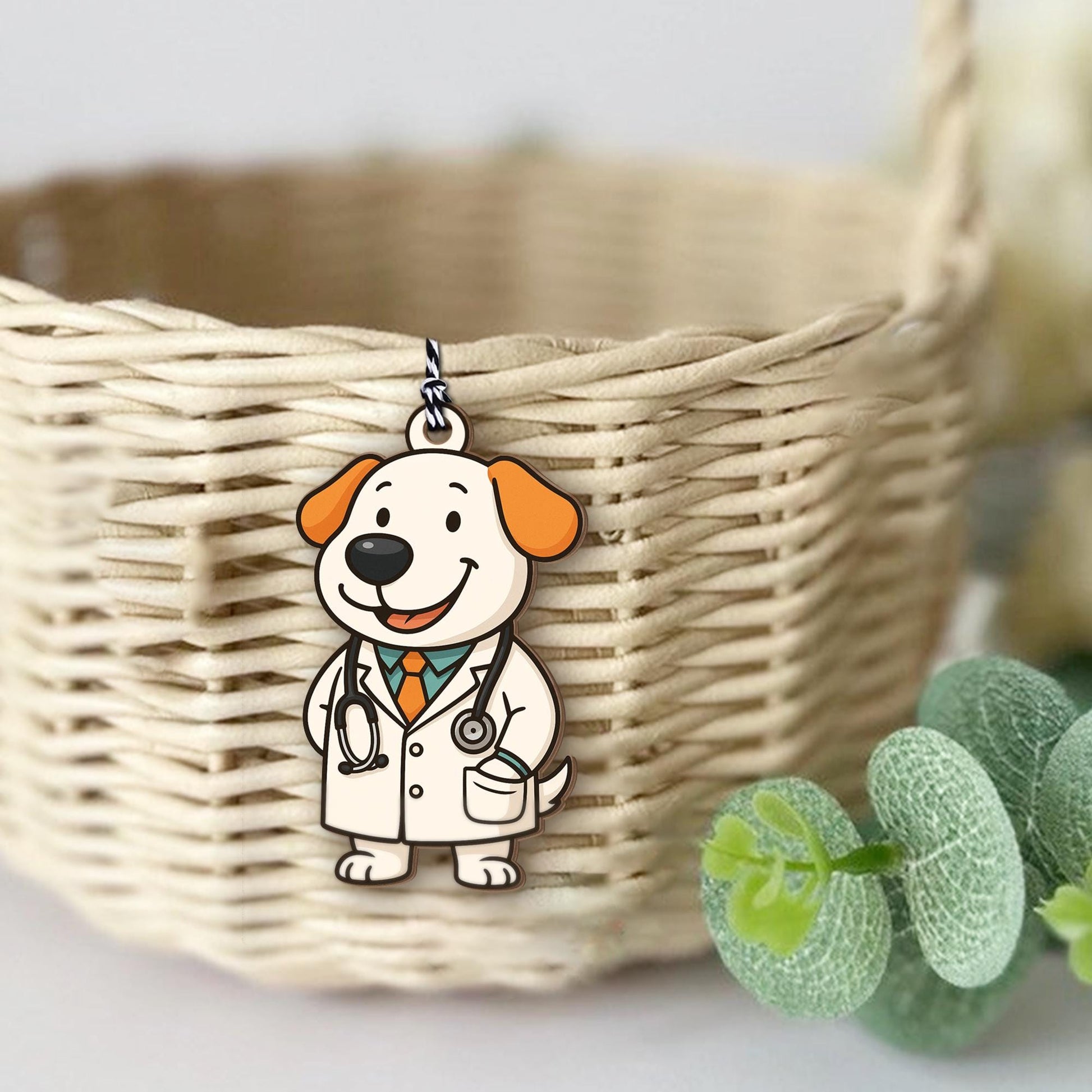 Doctor Dog Basket Tag | Cute Puppy Gift Tag | Veterinarian Appreciation Charm | Medical Graduation Party Favor for Vet Students