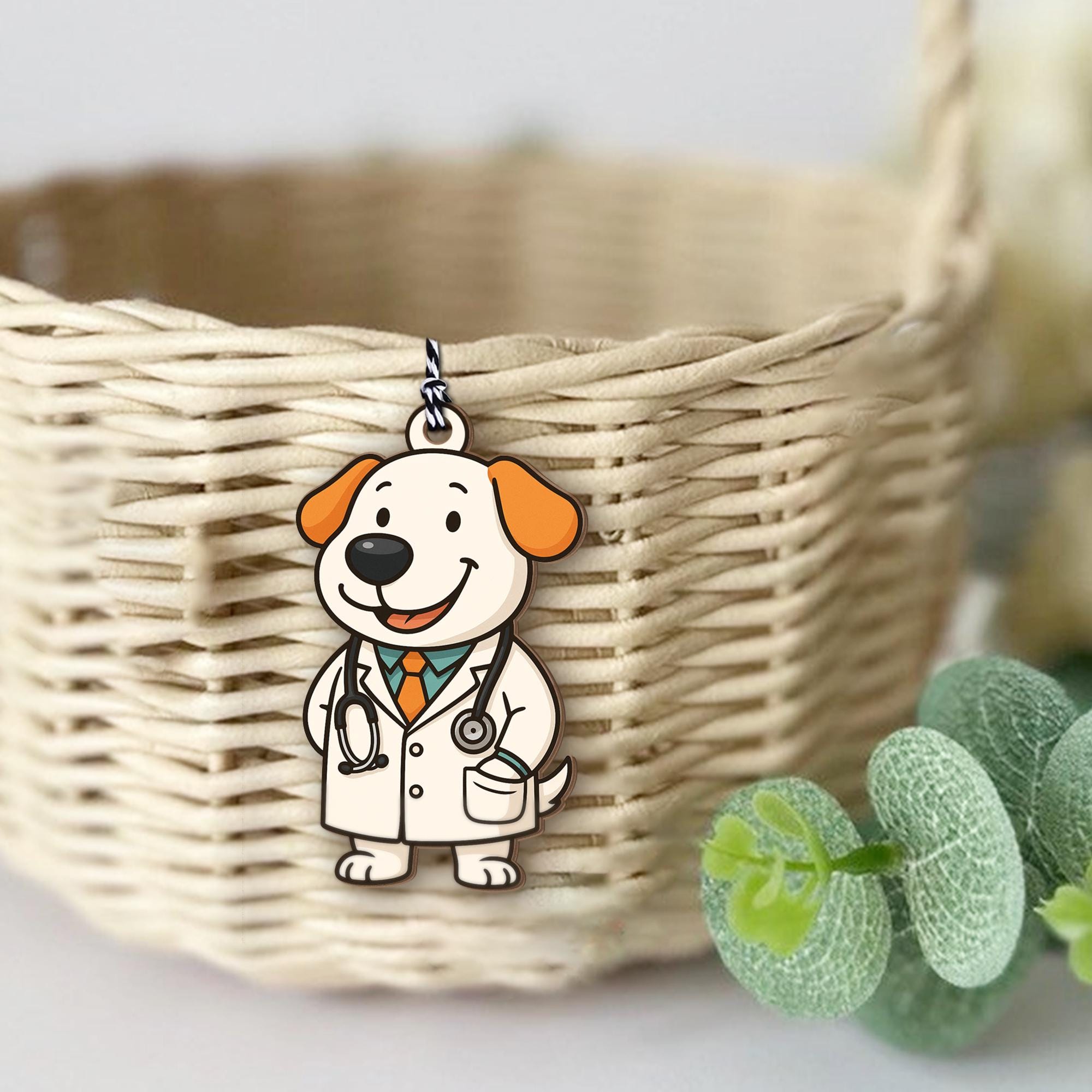 Doctor Dog Basket Tag | Cute Puppy Gift Tag | Veterinarian Appreciation Charm | Medical Graduation Party Favor for Vet Students