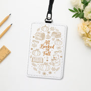 All Booked for Fall Badge Holder | Cute Autumn Book Lover ID Card Holder | Teacher Librarian Gift | Pumpkin Reading Work Accessory