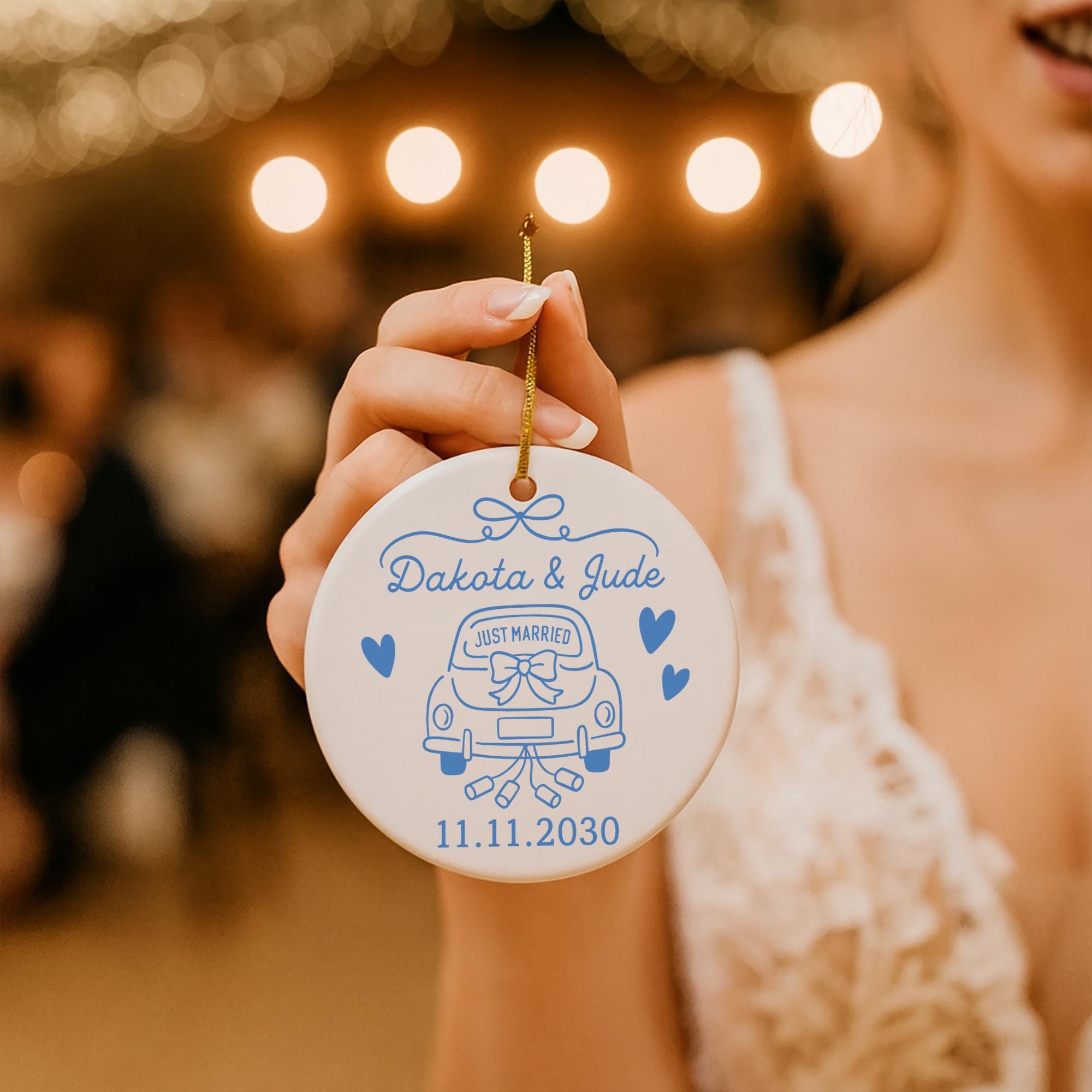 Custom Wedding Ornament 2025, Just Married Gift, Personalized Bride & Groom Keepsake, Engagement Ornament, Newlywed Christmas Decoration