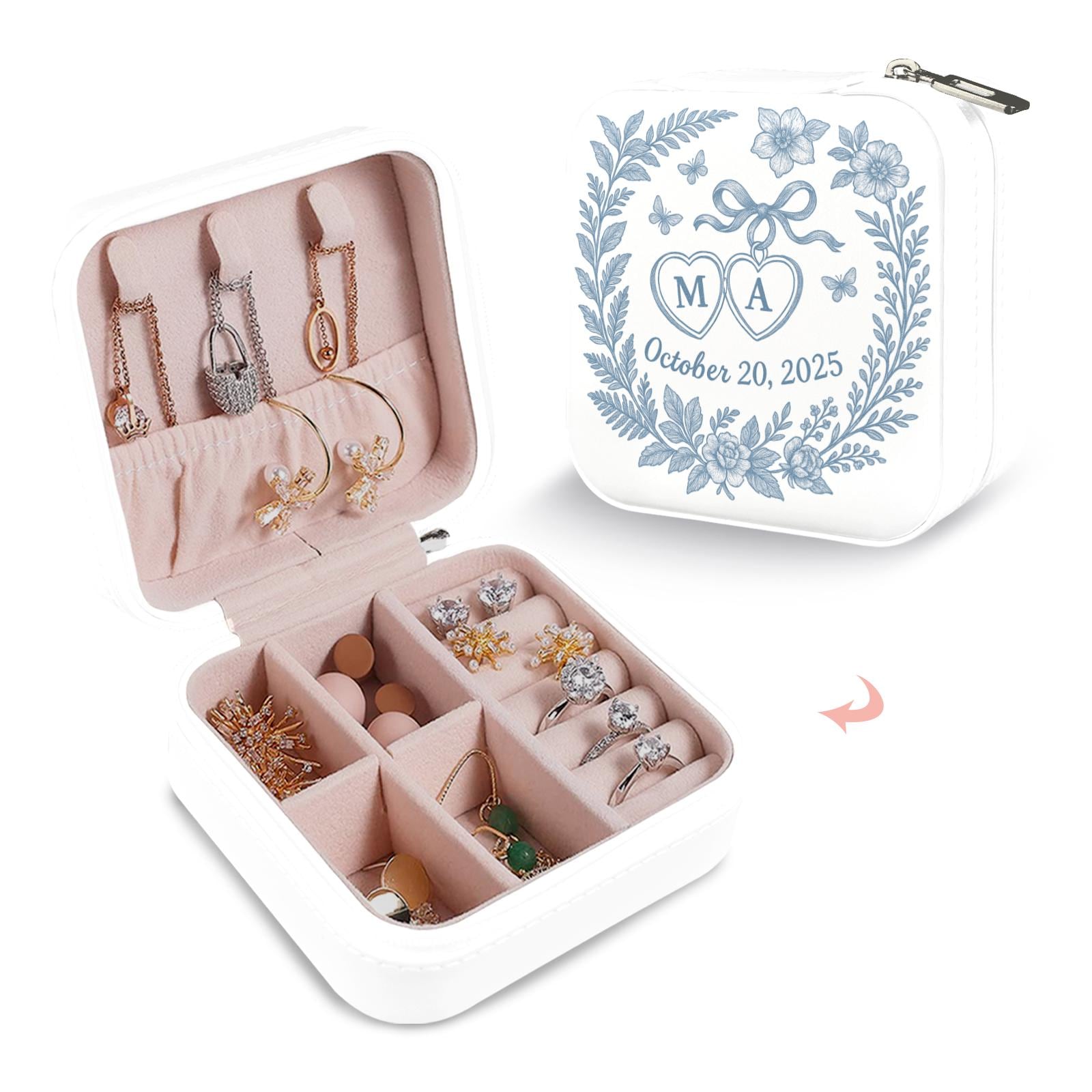 Custom Chinoiserie Jewelry Box, Personalized Wedding Gift, Monogram Keepsake Box, Bridesmaid Gift, Engagement Jewelry Organizer