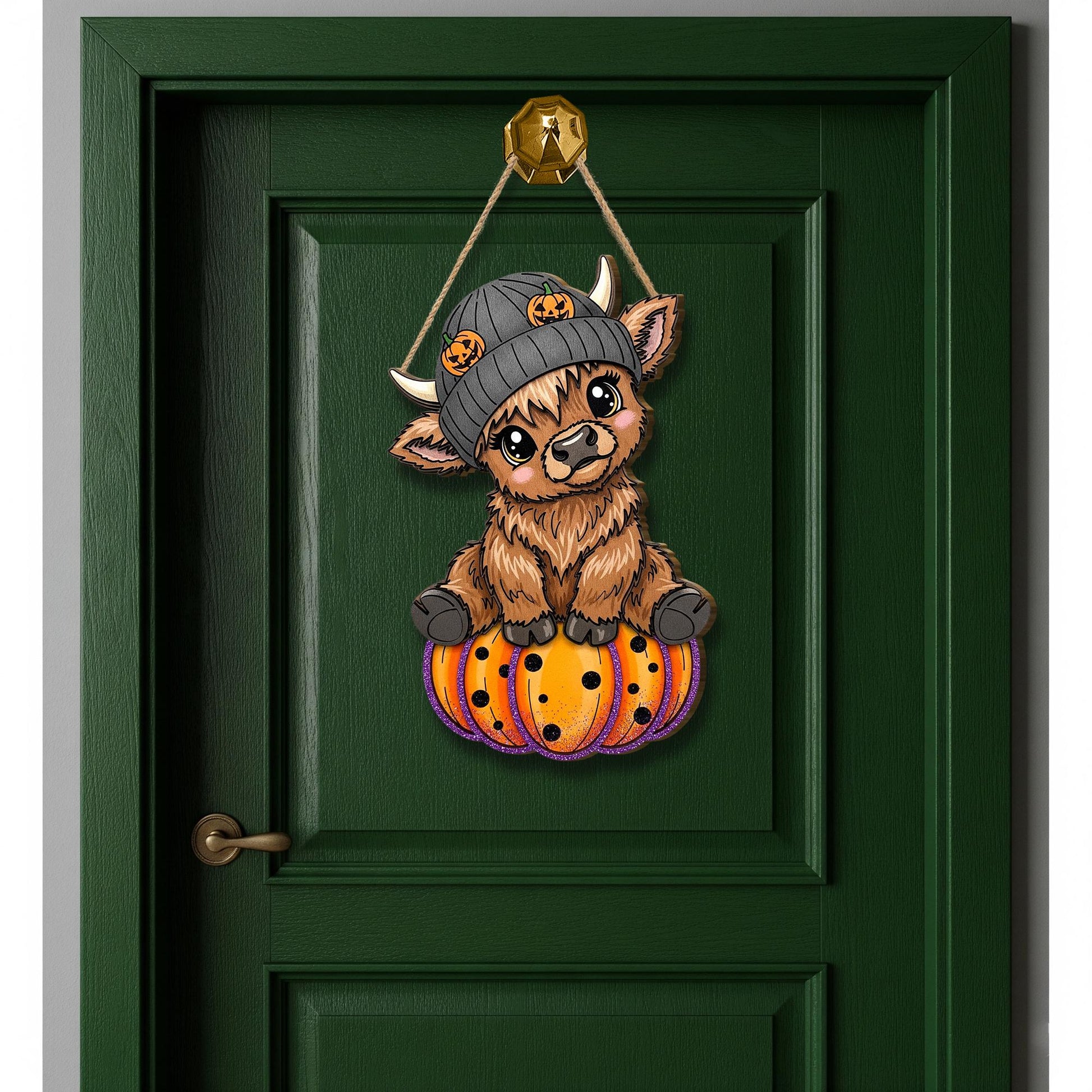 Halloween Highland Cow Wooden Sign: Rustic Fall Decor