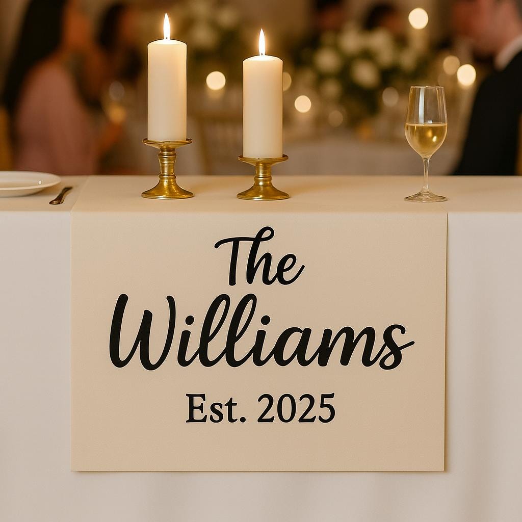 Personalized Wedding Table Sign with Last Name & Established Year - Custom Head Table Decor for Reception, Reception Decor for Newlyweds