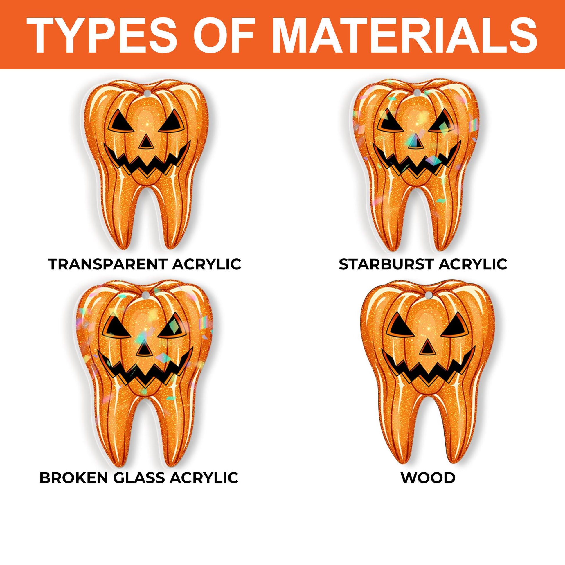 Halloween Tooth Earrings – Pumpkin Jack-O’-Lantern Dangle Earrings for Dentists, Hygienists & Spooky Season Style