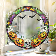 Halloween Acrylic Suncatcher with Pumpkins Ghosts and Bats | Spooky Window Hanging Decor | Fall Gothic Home Decoration