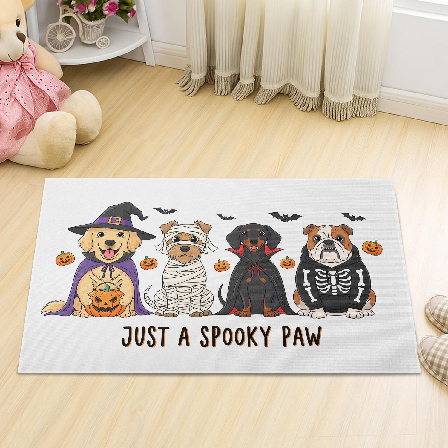 Halloween Dog Doormat with Cute Spooky Pups | Funny Fall Welcome Mat | Outdoor Entryway Rug | Holiday Porch Decoration for Dog Lovers