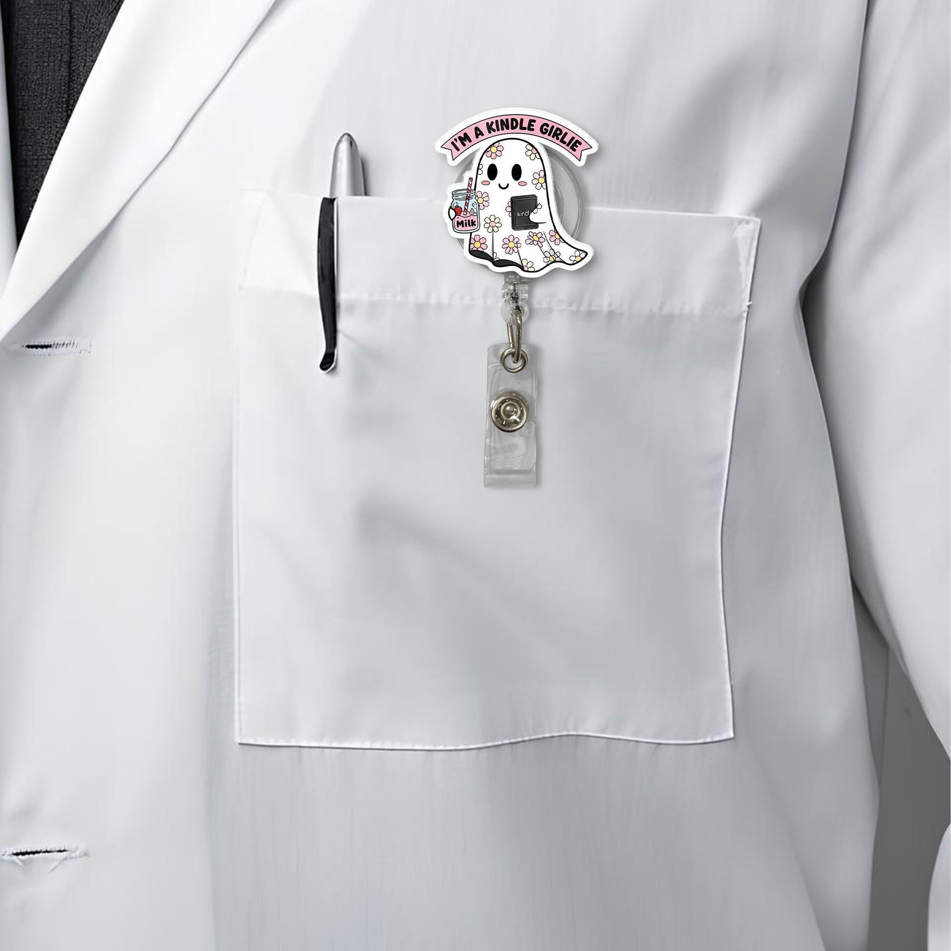 Personalized Ghost Badge Reel | Cute Retractable ID Holder | Nurse Badge Clip | Spooky Work Accessory | Halloween Office Gift