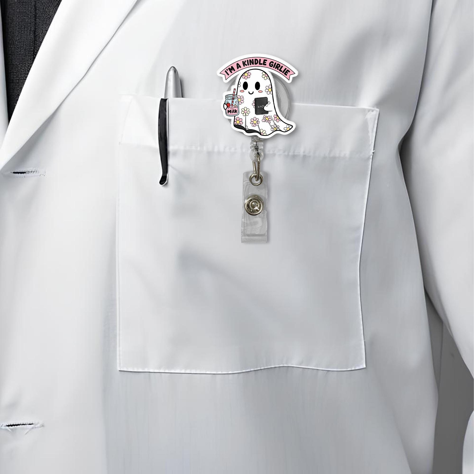 Personalized Ghost Badge Reel | Cute Retractable ID Holder | Nurse Badge Clip | Spooky Work Accessory | Halloween Office Gift