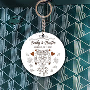 Personalized Wedding Keychain Favor: Acrylic Bride & Groom Gift