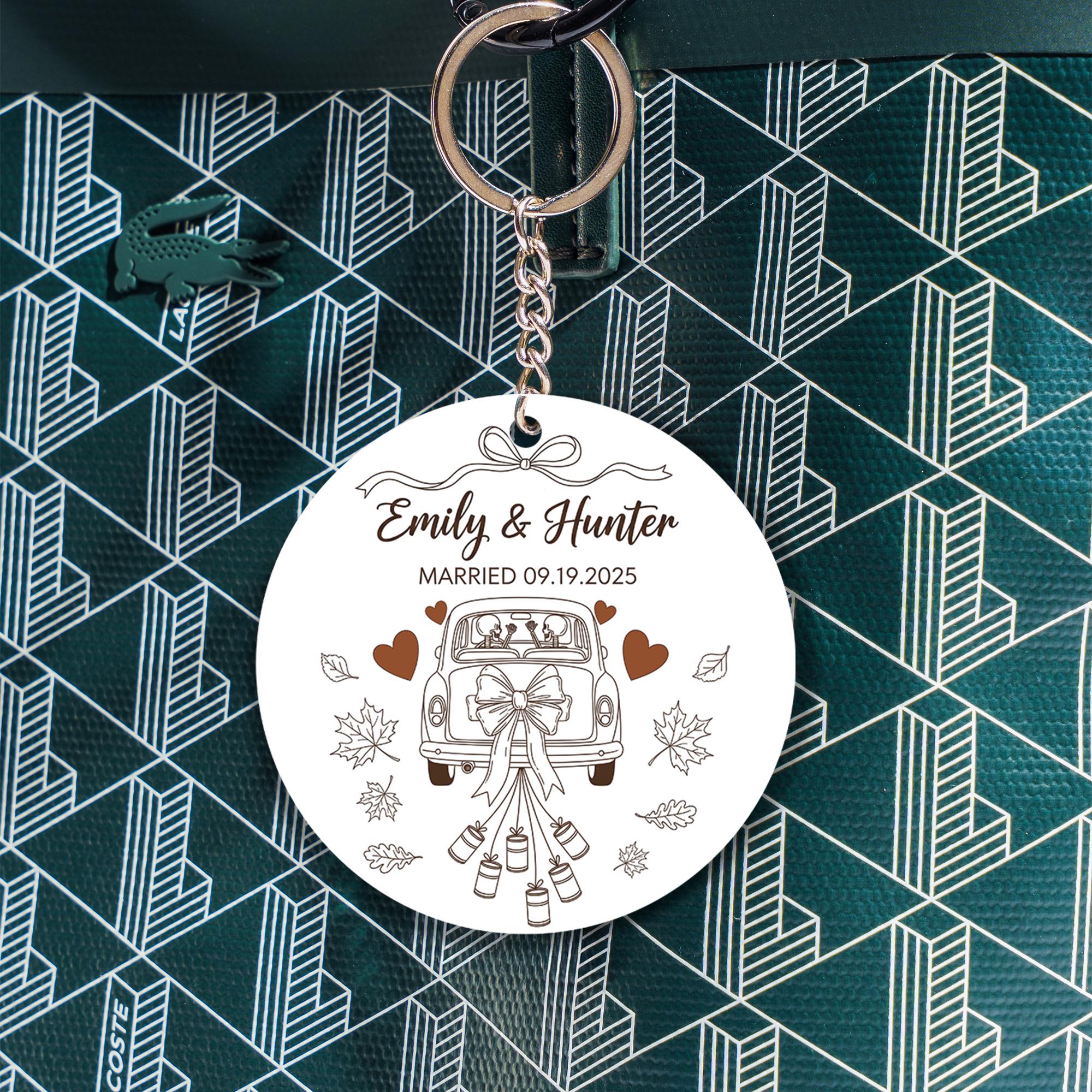 Personalized Wedding Keychain Favor: Acrylic Bride & Groom Gift