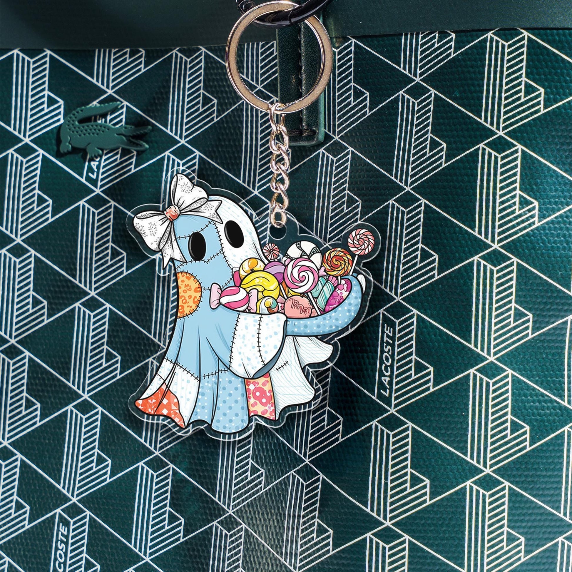 Cute Ghost Candy Keychain | Halloween Trick or Treat Key Ring | Spooky Cute Ghost Gift | Colorful Kawaii Ghost Accessory