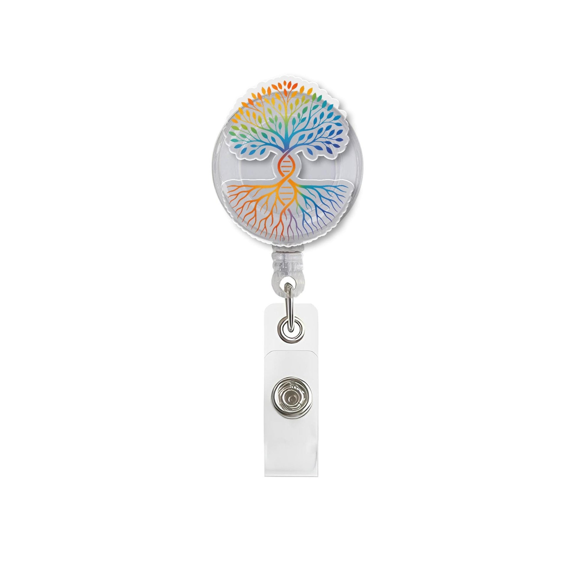 Tree of Life Badge Reel, DNA Roots ID Holder, Colorful Medical Badge Clip, Spiritual Nature Reel, Science Nurse Gift