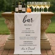 Custom Wedding Bar Sign – Personalized Drink Menu Banner with Beer & Wine for Reception or Cocktail Hour Decor