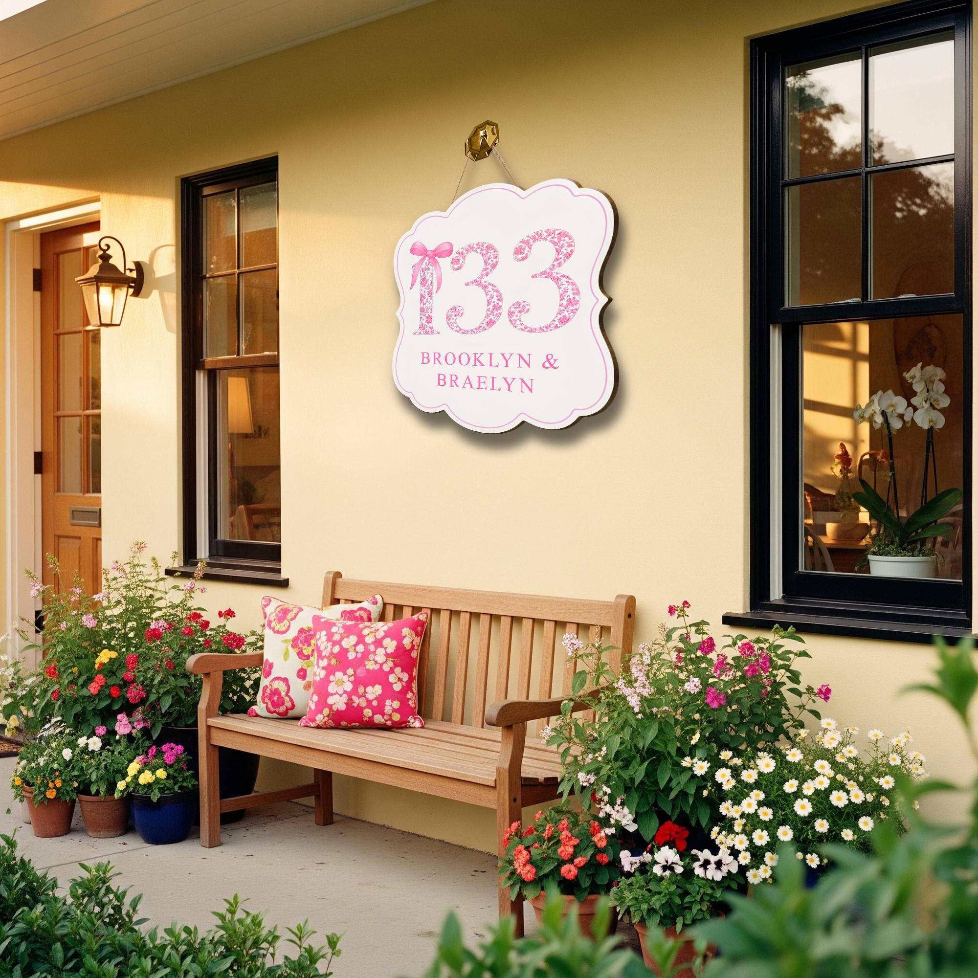 Chinoiserie Dorm Door Sign, Personalized Girls Room Sign, Custom Pink Floral Name Plaque, Bedroom Wall Decor, Door Hanging, Cute Couple Gift