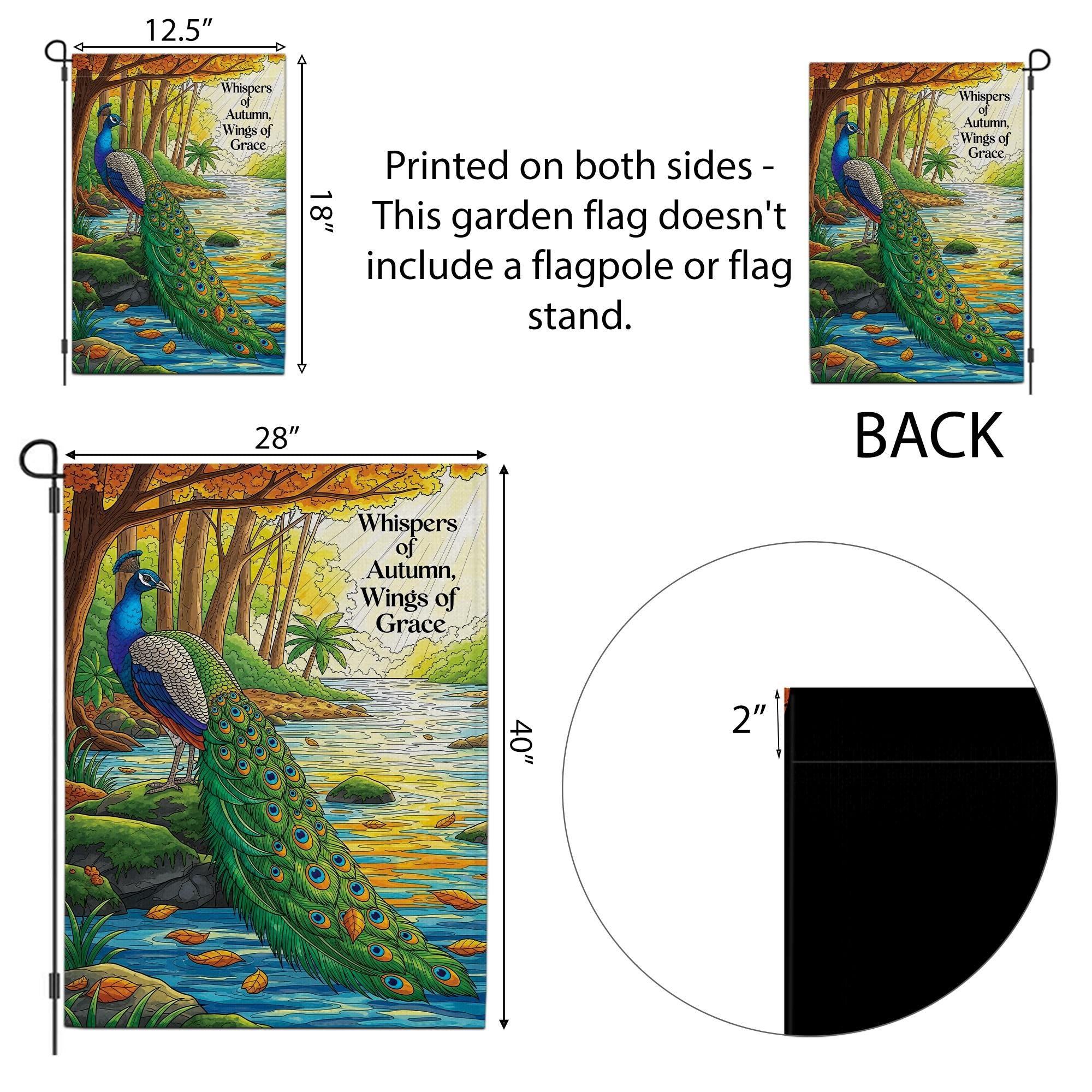 Autumn Peacock Garden Flag – ‘Whispers of Autumn, Wings of Grace’ Fall Yard Banner