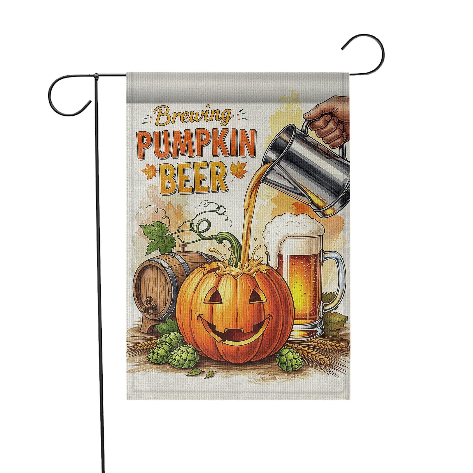 Brewing Pumpkin Beer Garden Flag, Rustic Fall Decor, Funny Halloween Decor, Autumn Yard Flag