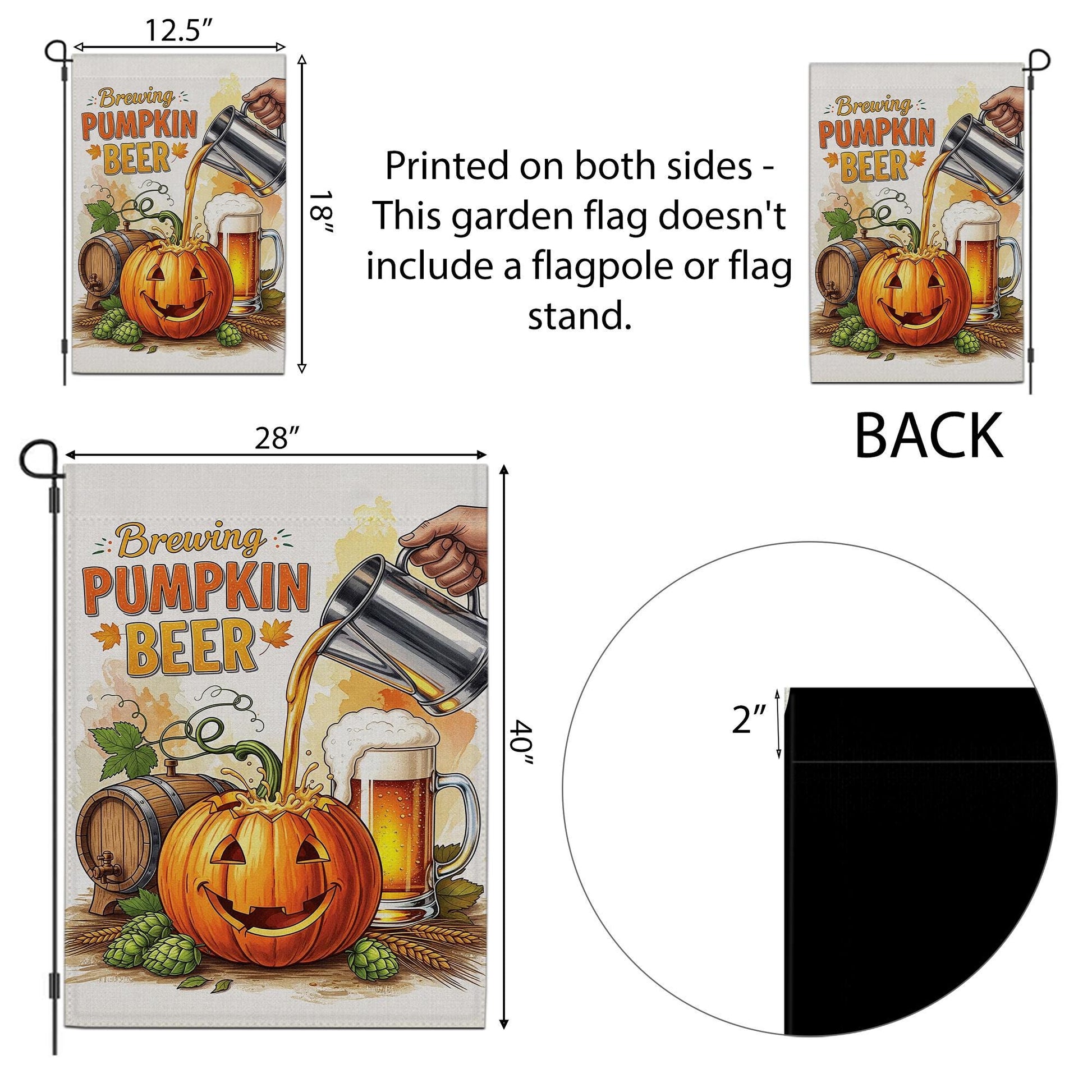Brewing Pumpkin Beer Garden Flag, Rustic Fall Decor, Funny Halloween Decor, Autumn Yard Flag