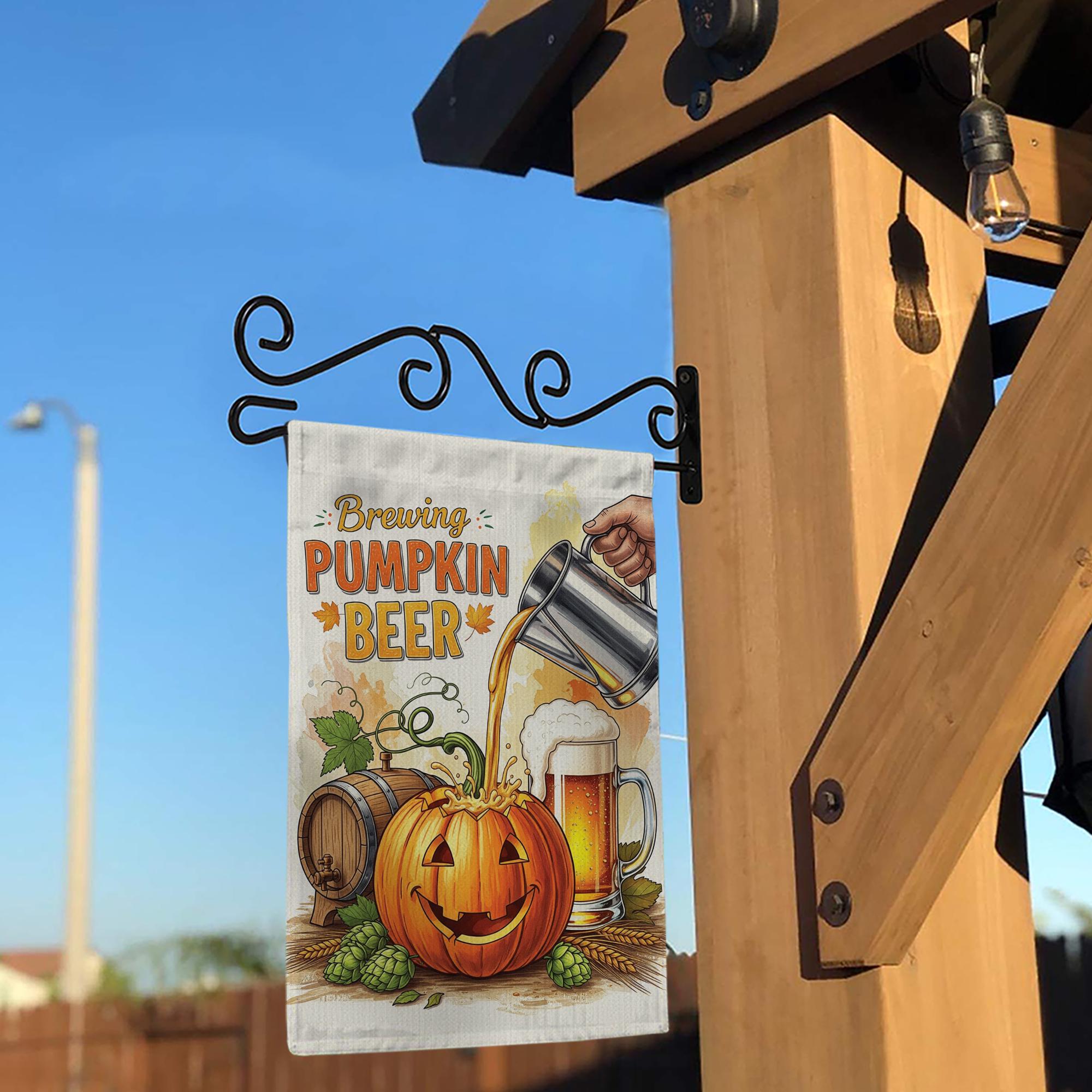 Brewing Pumpkin Beer Garden Flag, Rustic Fall Decor, Funny Halloween Decor, Autumn Yard Flag