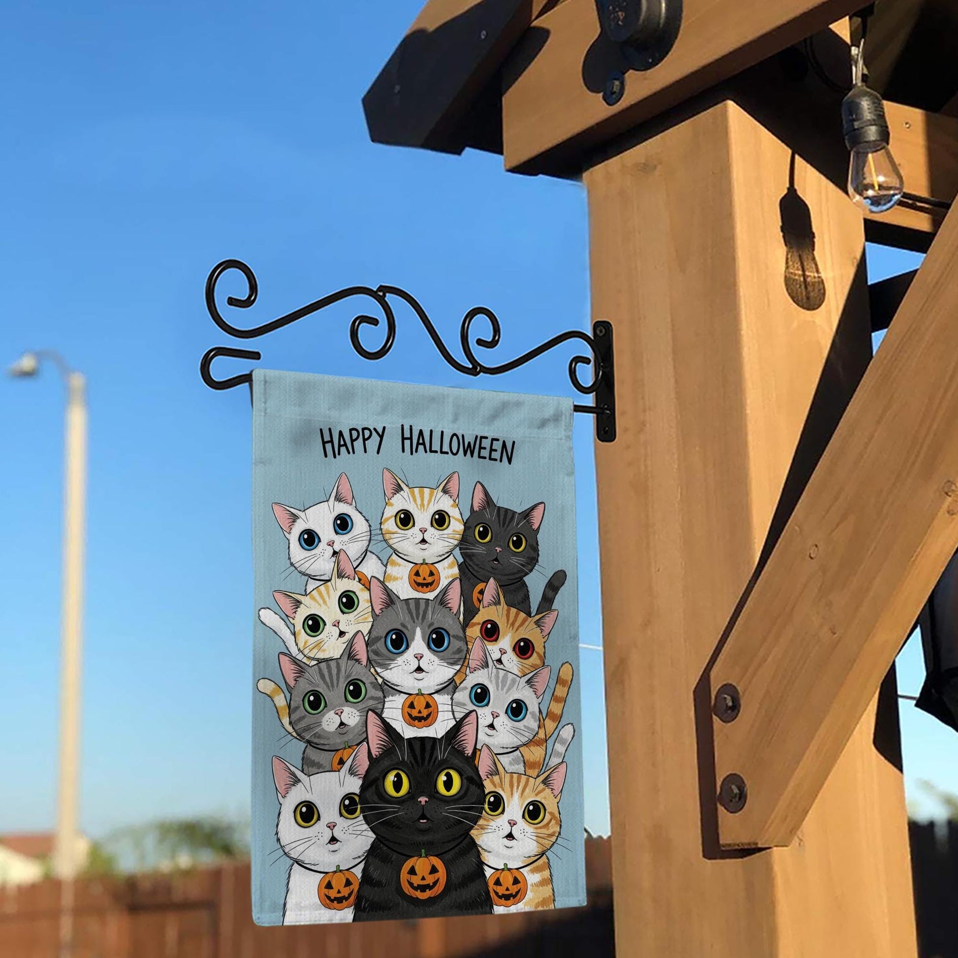 Happy Halloween Cats Garden Flag, Cute Black Cat Pumpkin Decor, Fall Outdoor Decoration