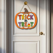 Trick or Treat Pumpkin Wooden Sign 2 Layer , Halloween Door Hanger, Fall Porch Decor, Spooky Home Decor