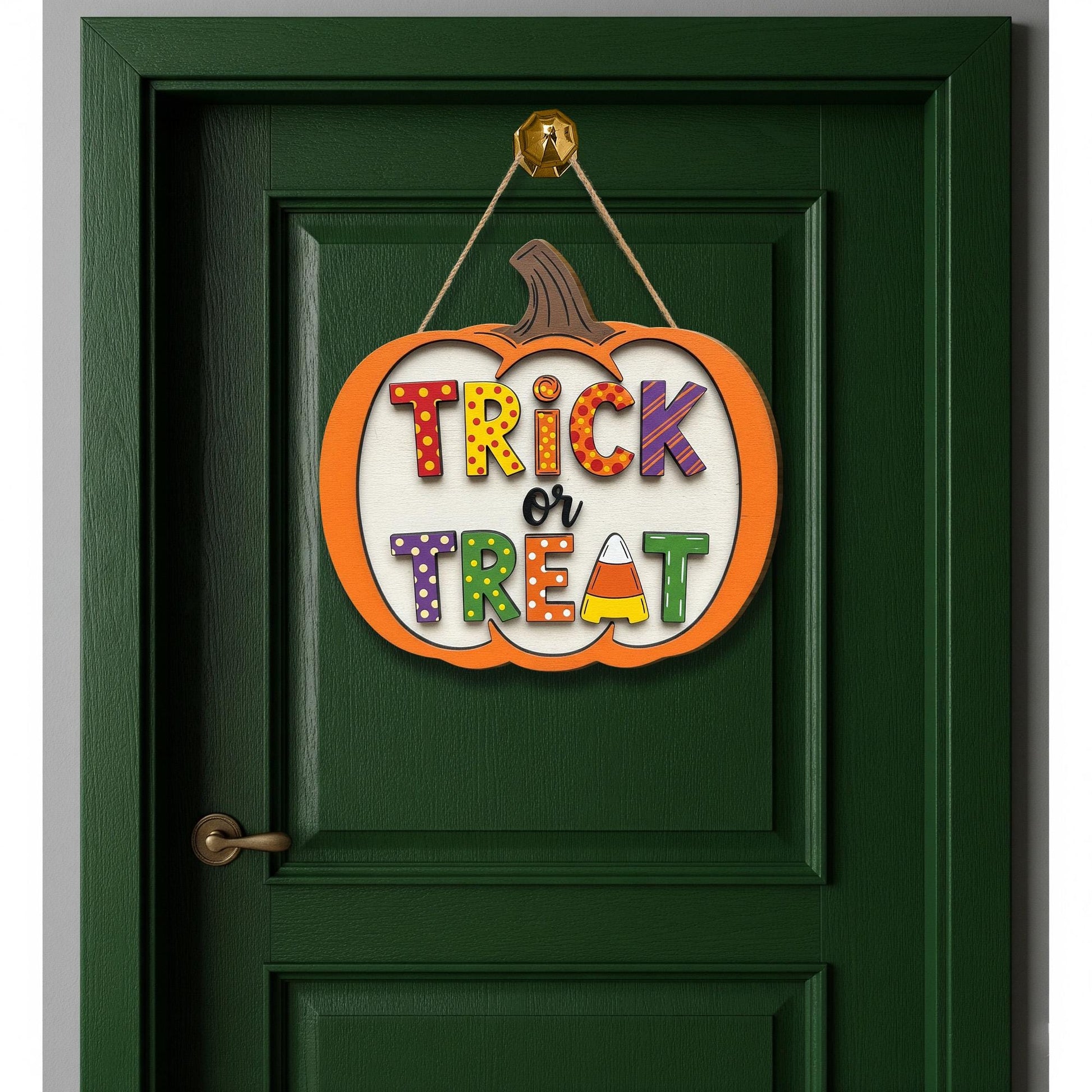Trick or Treat Pumpkin Wooden Sign 2 Layer , Halloween Door Hanger, Fall Porch Decor, Spooky Home Decor