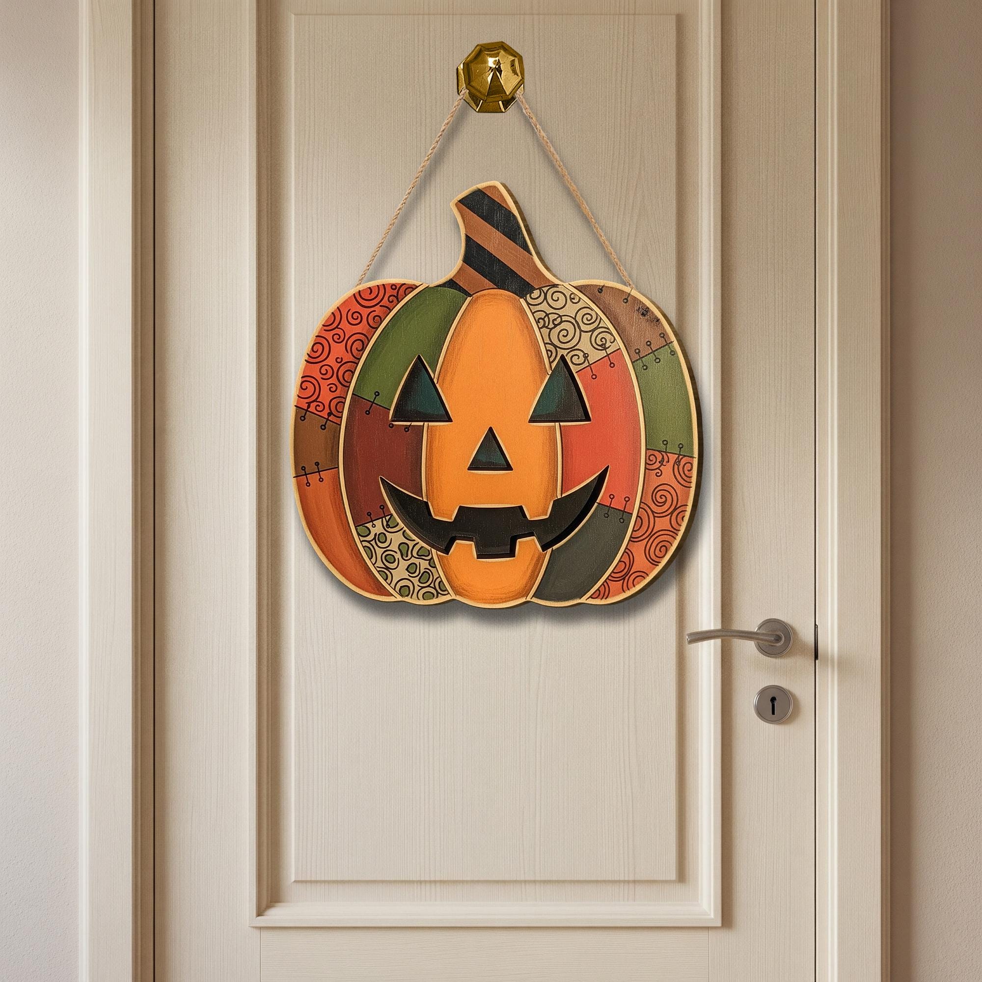 Rustic Pumpkin Halloween Wooden Sign , Jack-o-Lantern Porch Sign, Fall Door Decor, Autumn Home Decor