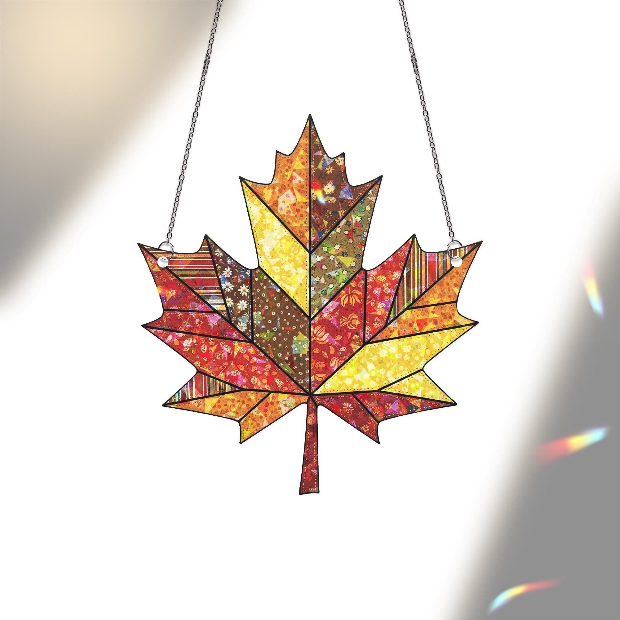 Autumn Maple Leaf Suncatcher, Stained Glass Wall Hanging, Fall Decor, Housewarming Gift