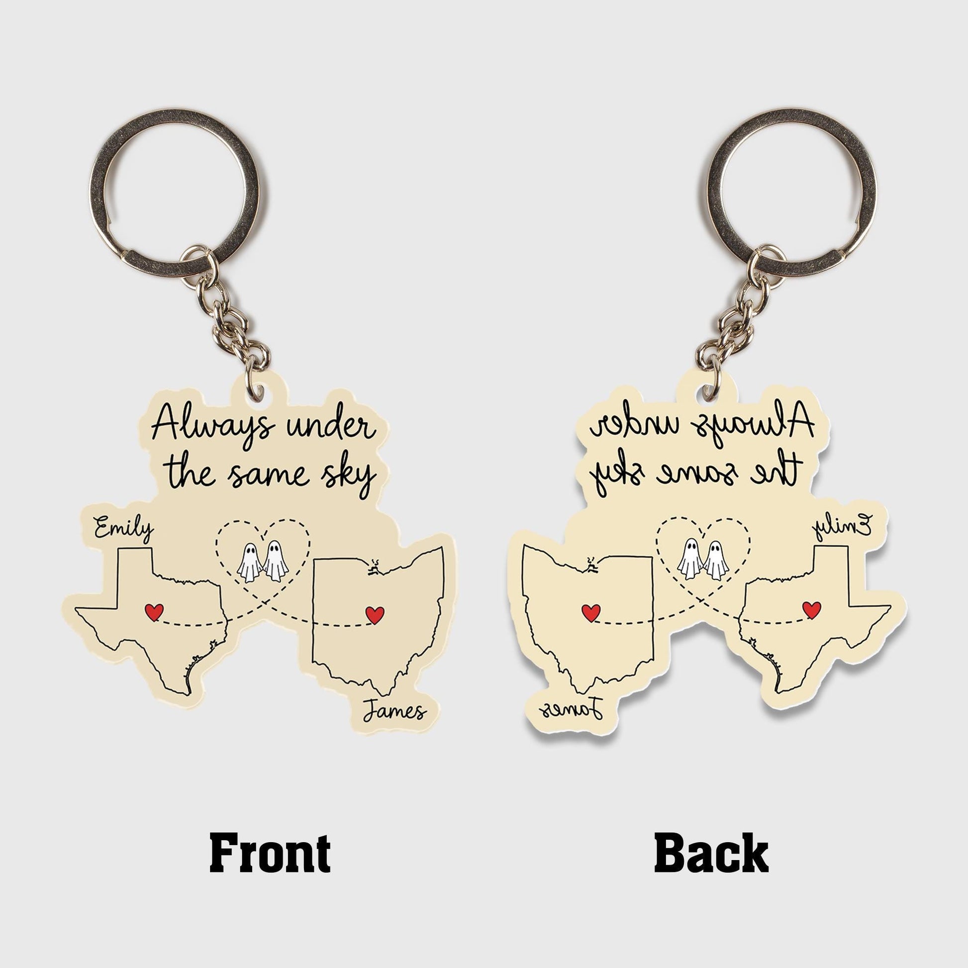 Personalized State Map Keychain: Long Distance Relationship Gift