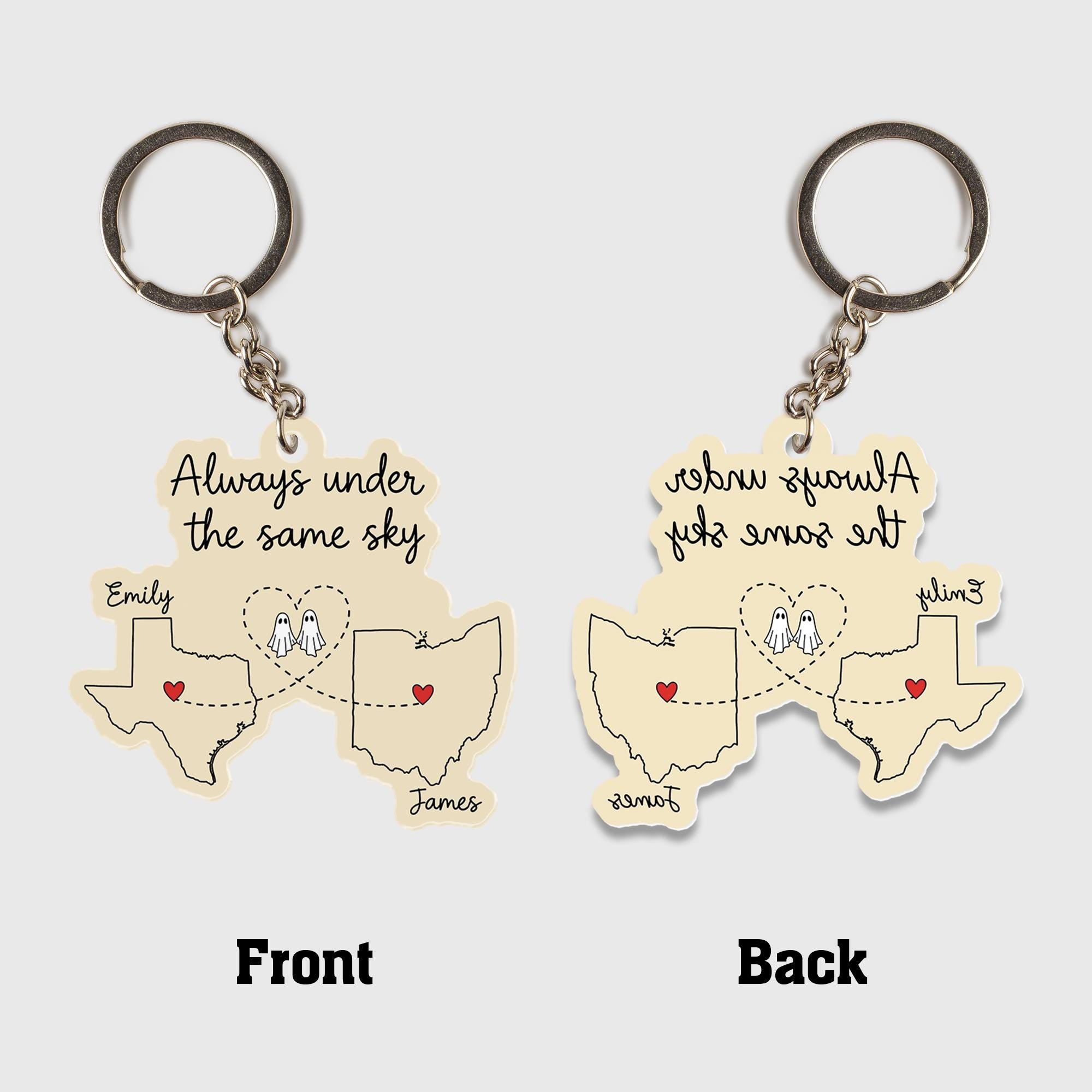 Personalized State Map Keychain: Long Distance Relationship Gift