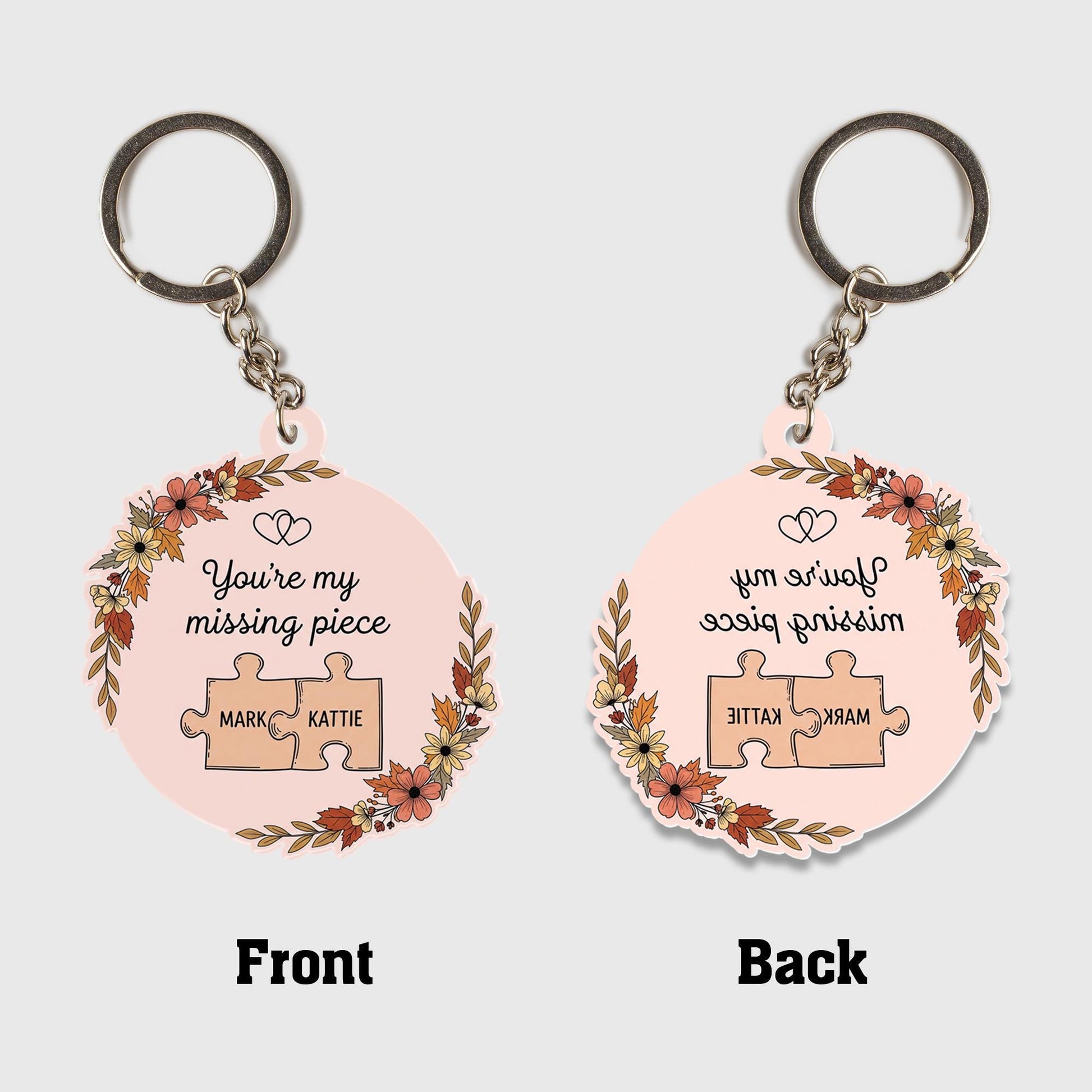 Custom Puzzle Piece Keychain | You're My Missing Piece Gift | Personalized Couple Key Ring | Romantic Anniversary Valentine Gift