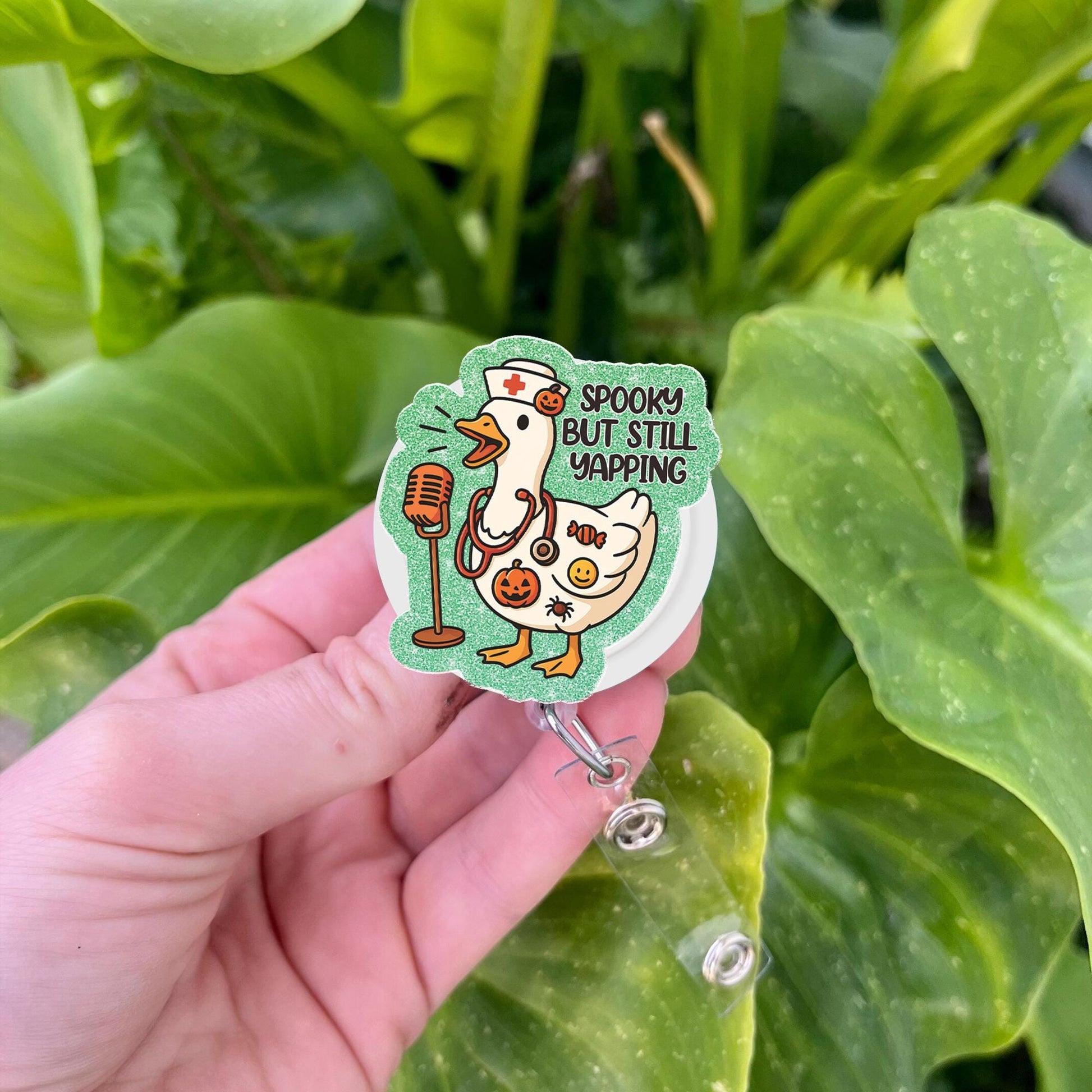 Funny Nurse Halloween Badge Clip, Spooky Duck ID Holder, Cute Medical Badge Accessory, Fall Gift for Healthcare Workers or Nurses