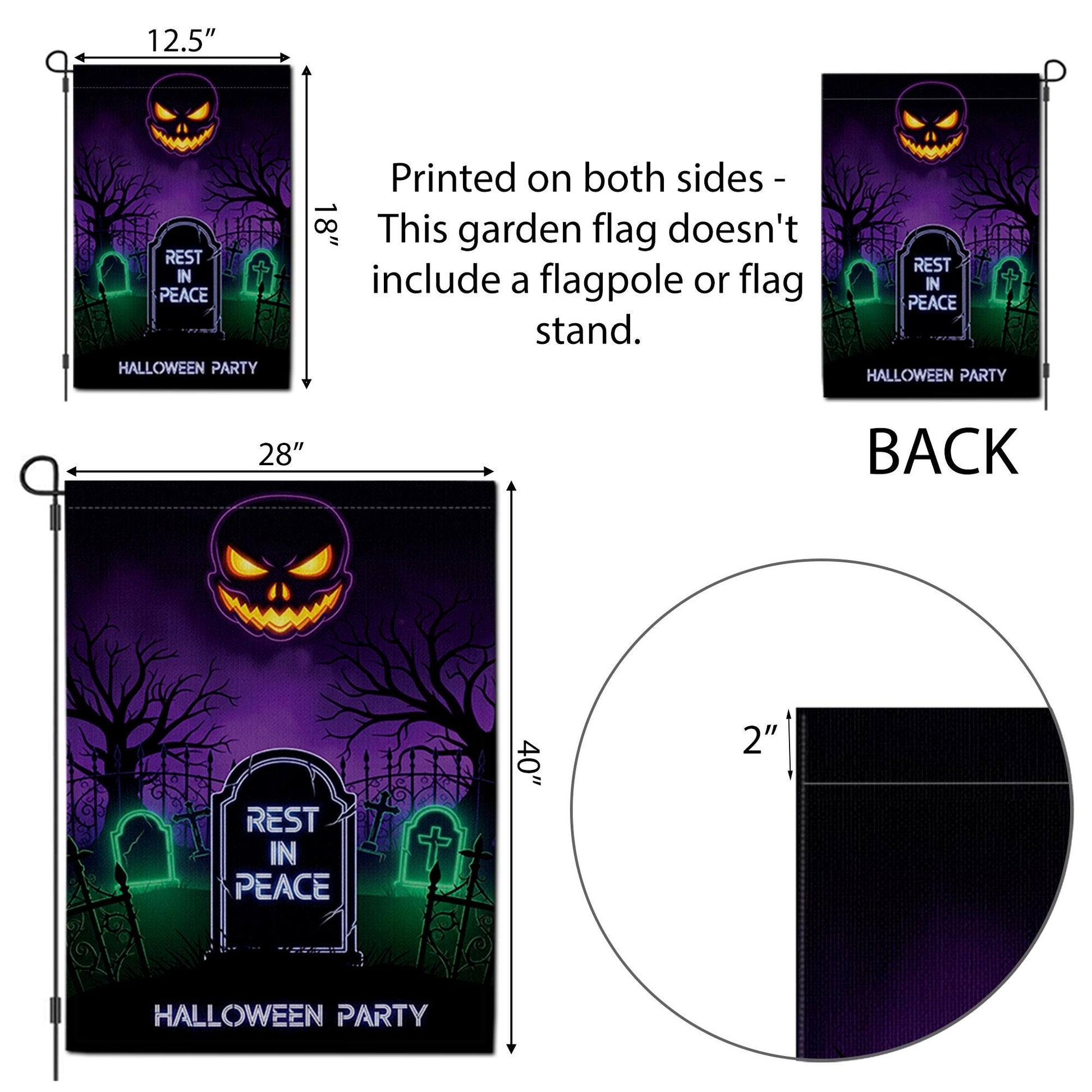 Halloween RIP Garden Flag – Spooky Yard Decor with Tombstone & Jack-o'-Lantern – Scary Graveyard Outdoor Sign for Halloween Party