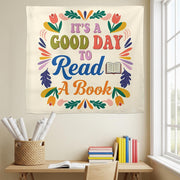Book Lover Wall Tapestry, It's a Good Day to Read Banner, Colorful Reading Decor, Cozy Bookish Room Art, Classroom Wall Hanging