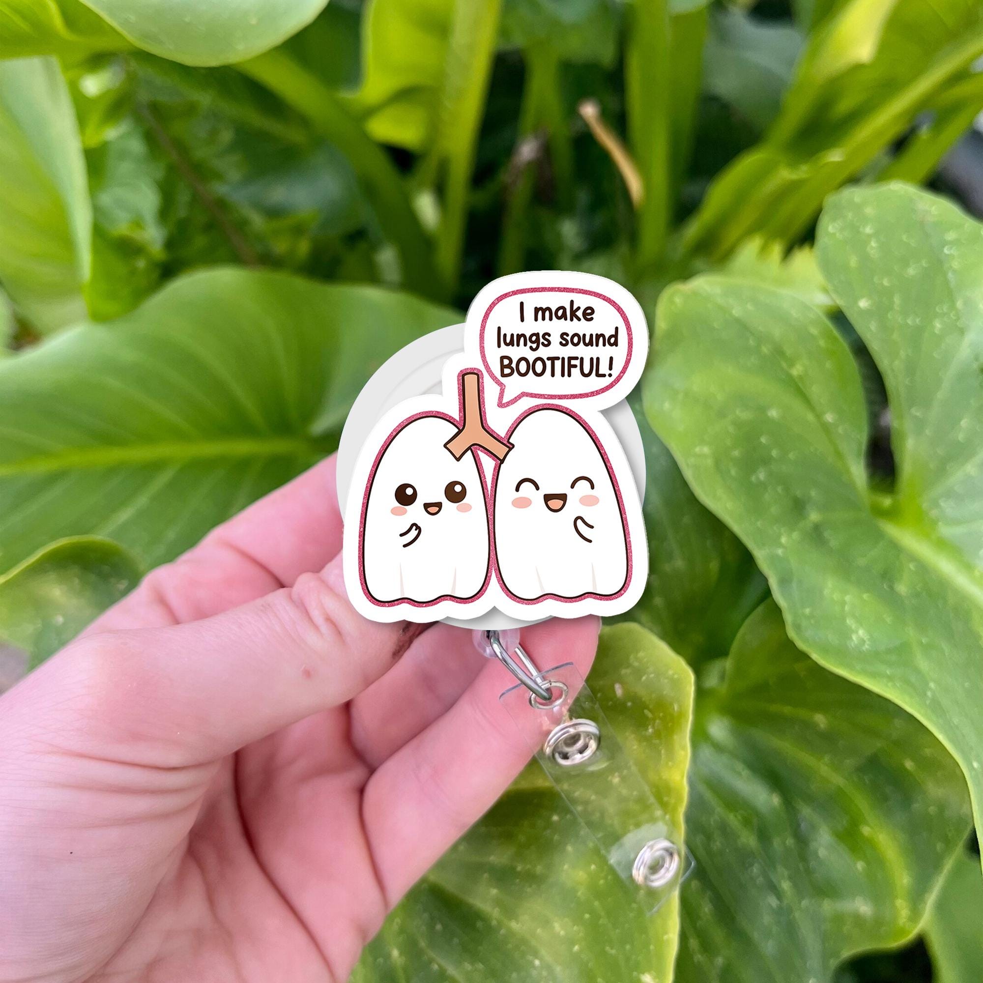 Ghost Respiratory Badge Reel – “I Make Lungs Sound BOOTIFUL” Cute Halloween ID Holder for RTs, Nurses & Healthcare Workers