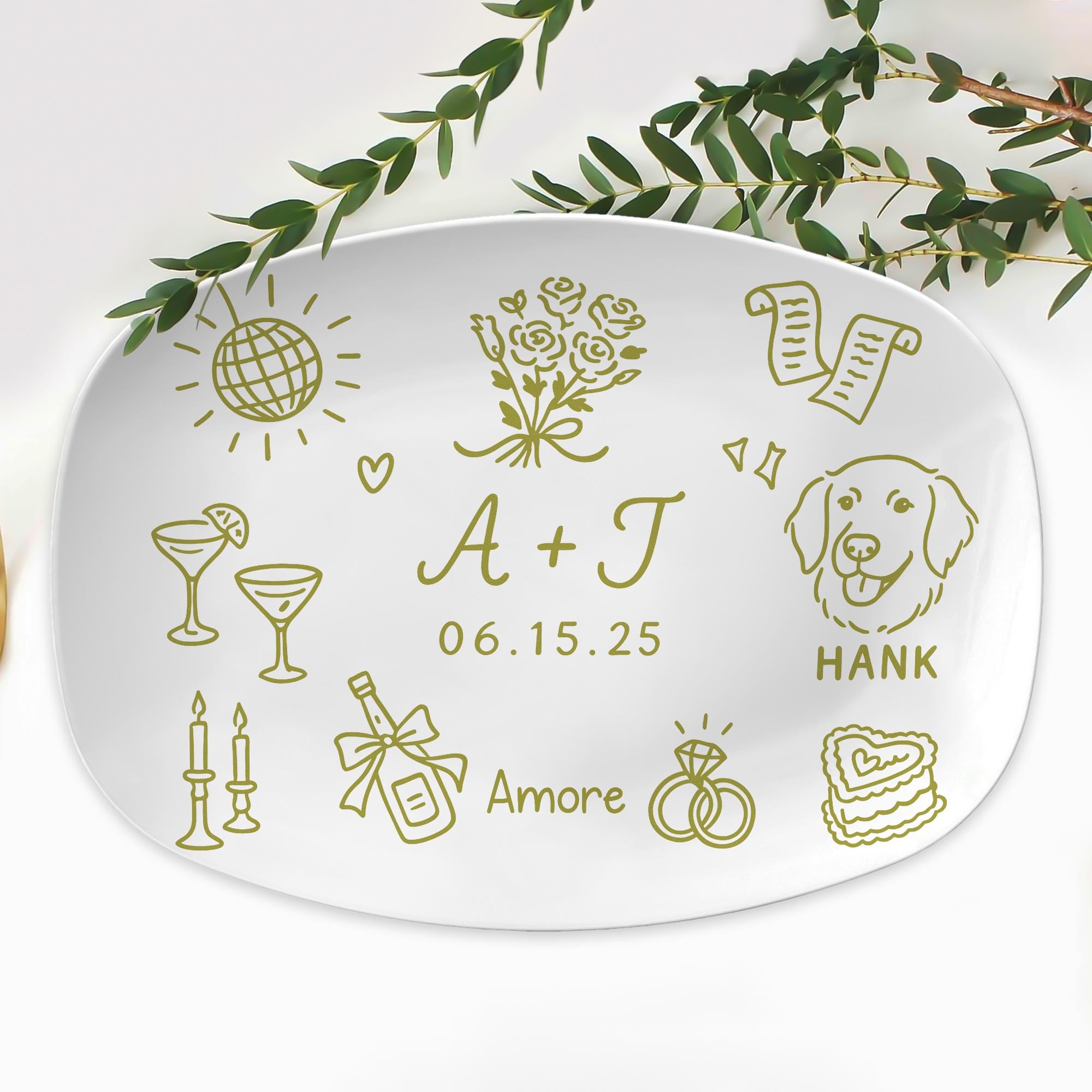 Custom Wedding Platter | Personalized Bride and Groom Gift | Unique Wedding Keepsake Dish | Anniversary with Names, DECOR ONLY