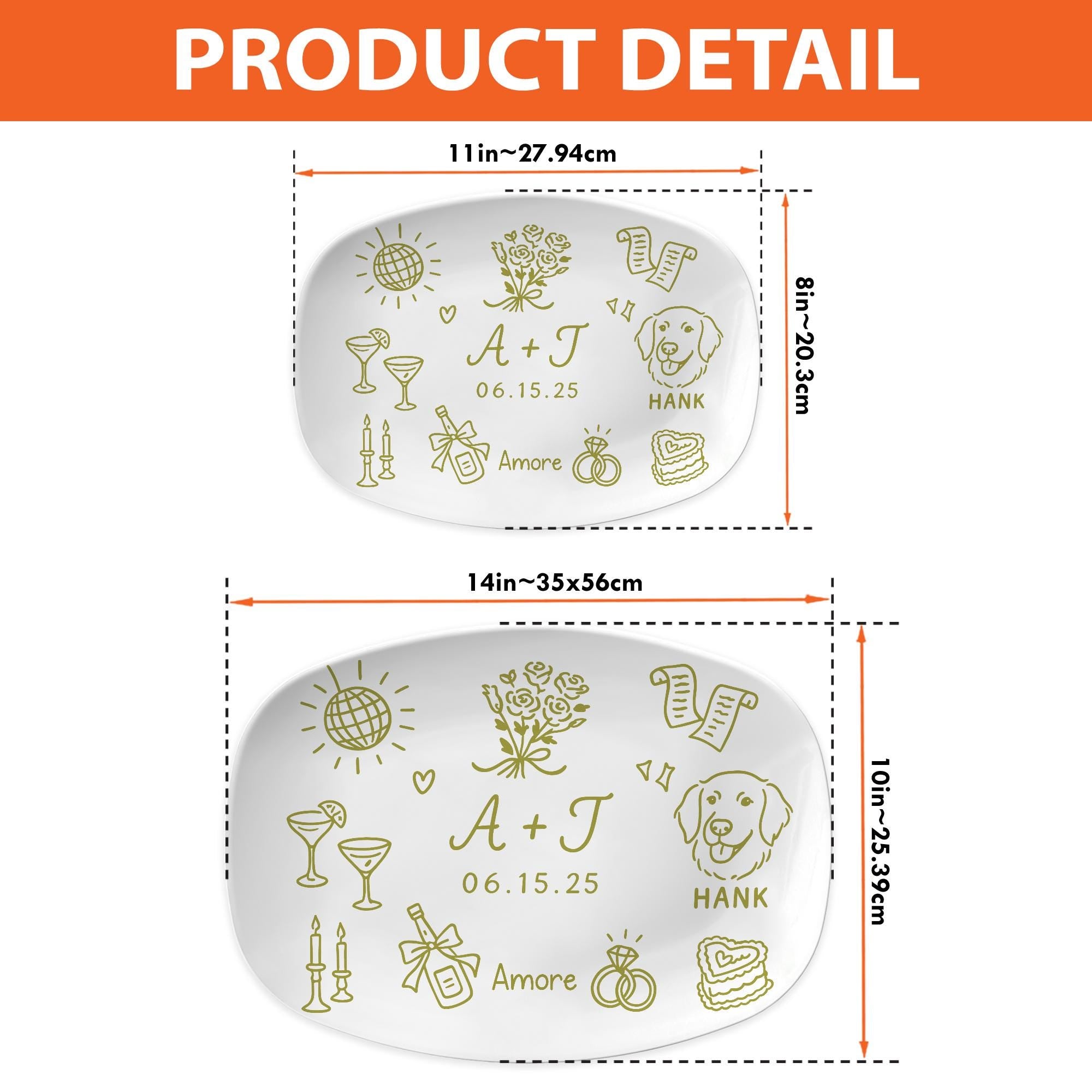 Custom Wedding Platter | Personalized Bride and Groom Gift | Unique Wedding Keepsake Dish | Anniversary with Names, DECOR ONLY