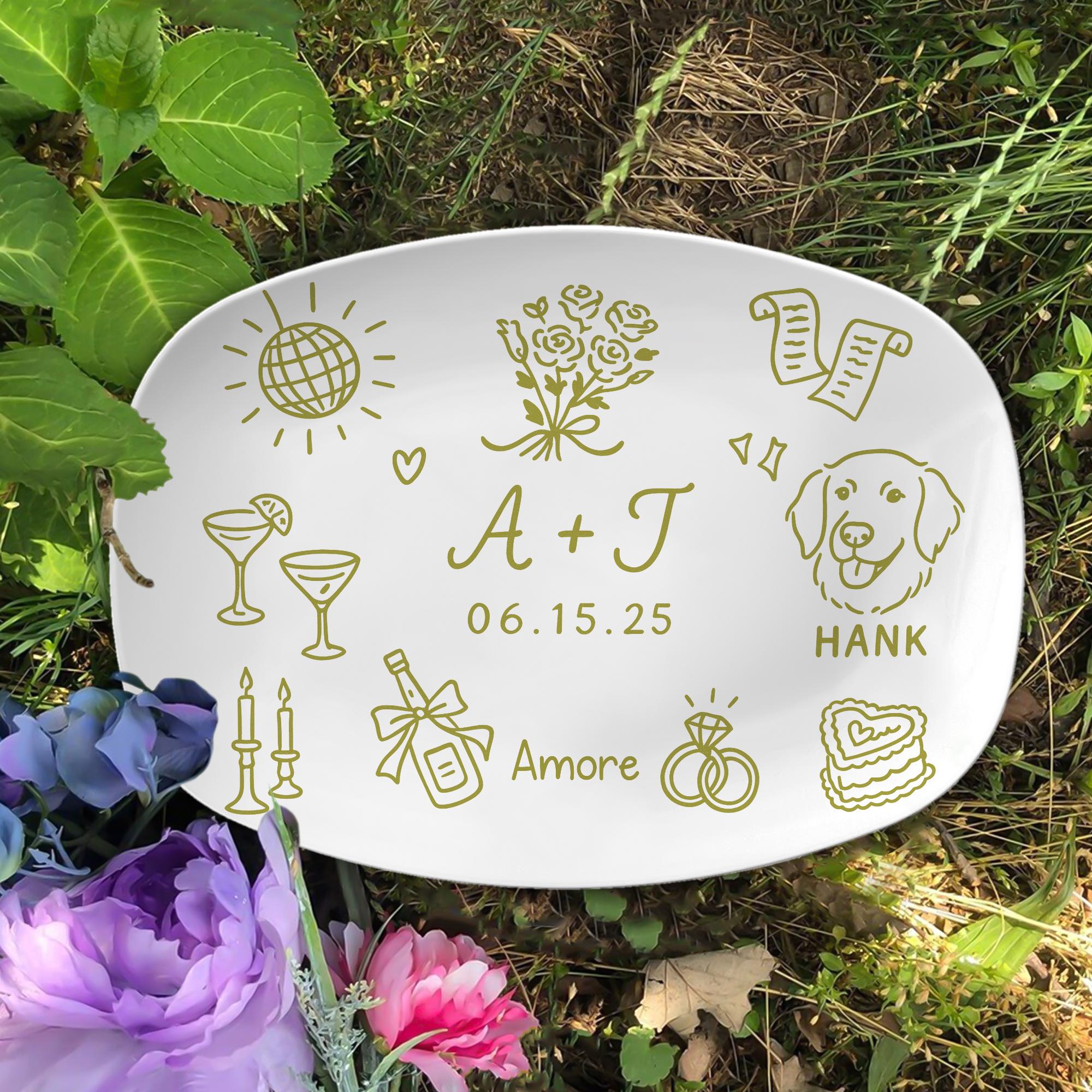 Custom Wedding Platter | Personalized Bride and Groom Gift | Unique Wedding Keepsake Dish | Anniversary with Names, DECOR ONLY
