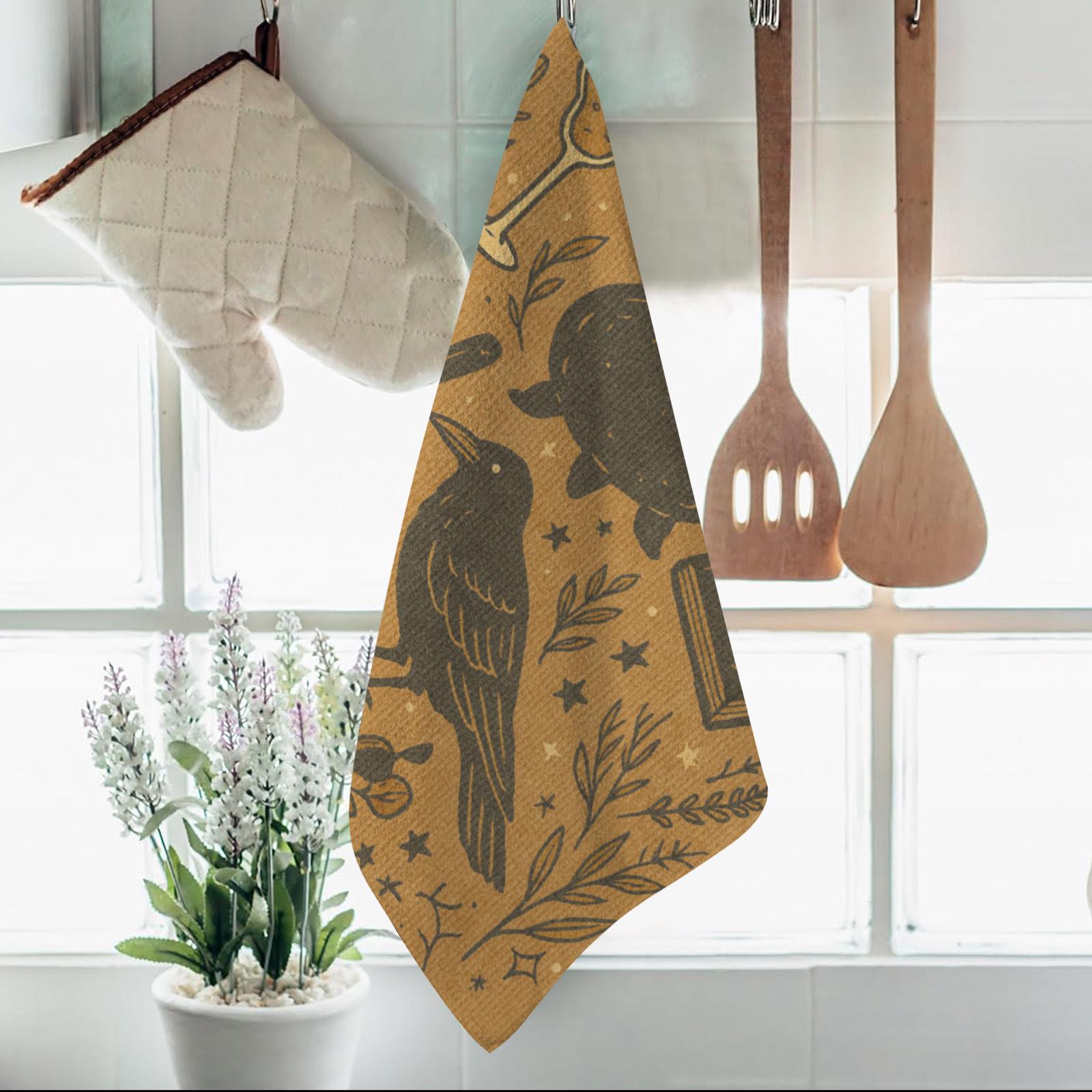Witch Kitchen Towel | Gothic Halloween Dish Towel | Spooky Witchy Decor | Cauldron Tea Towel | Witch Gift for Mom