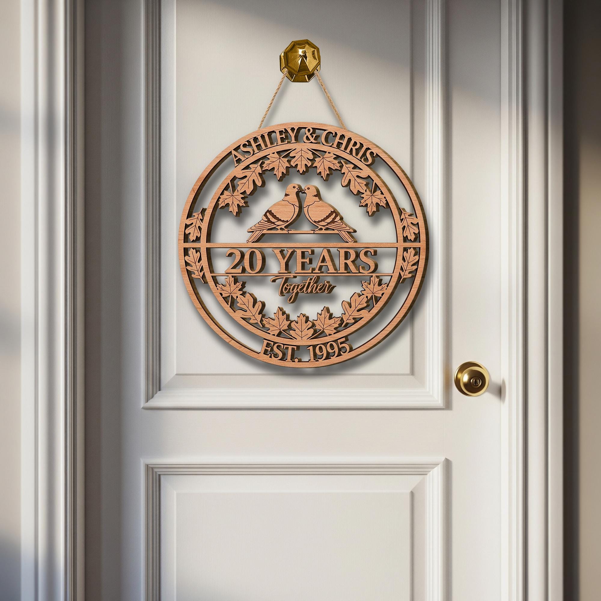 Personalized Wooden Anniversary Sign: Engraved Family Name Plaque