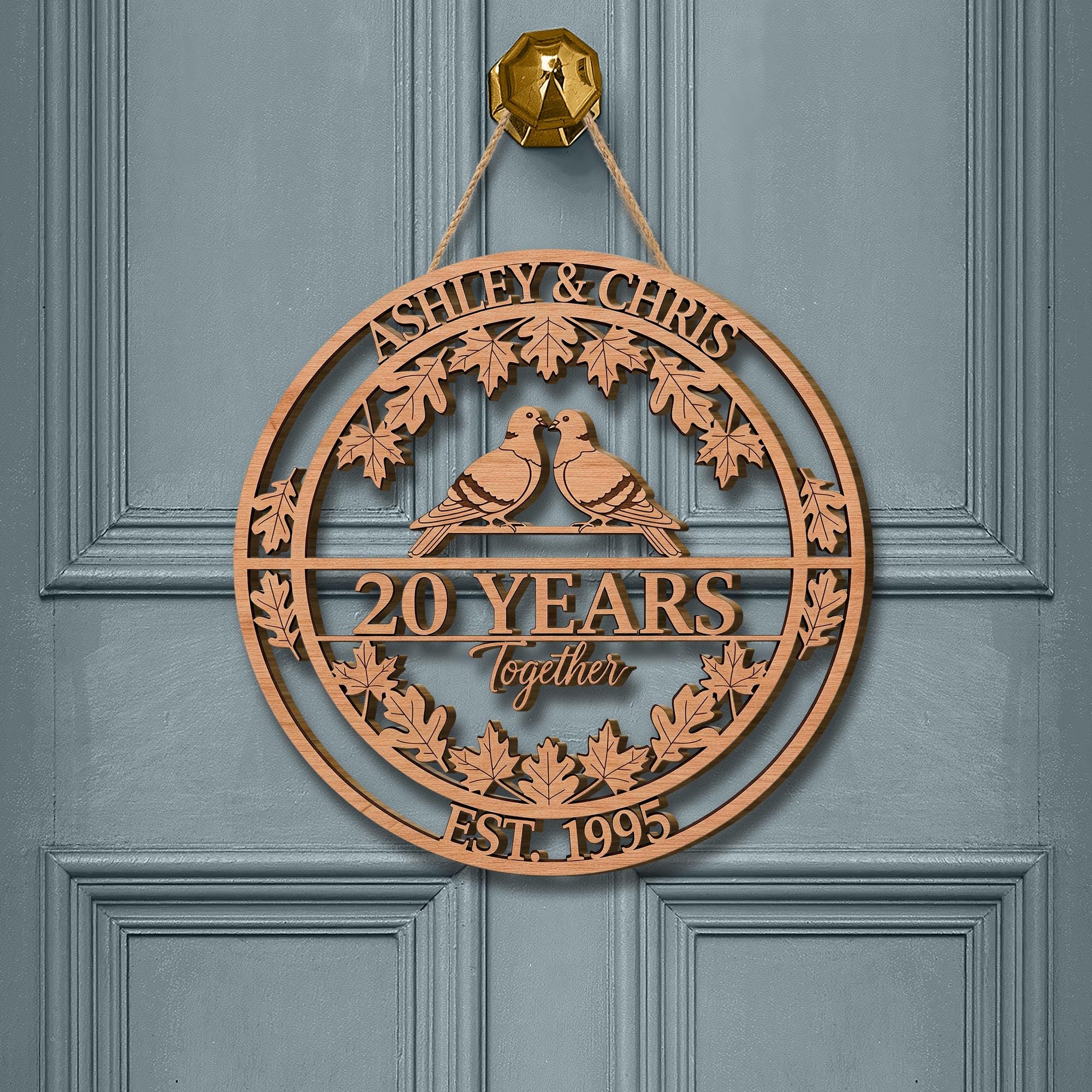 Personalized Wooden Anniversary Sign: Engraved Family Name Plaque