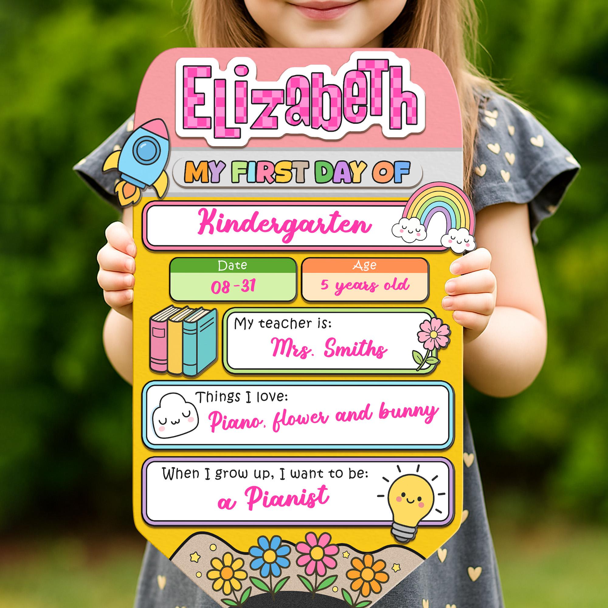 Custom First Day, Last Day of School Interchangeable Wood Sign, Personalized Pencil Shape Board,  Back to School Board, Memory Keepsake