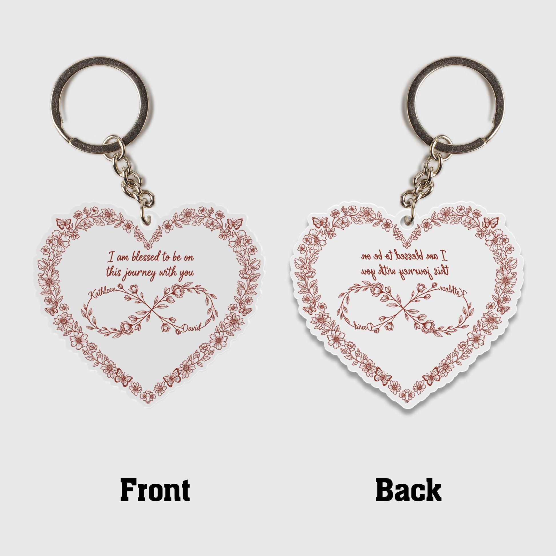 Custom Heart Keychain, Personalized Couple Keyring with Names & Quote, Romantic Gift for Anniversary, Wedding Favor, Love Keepsake