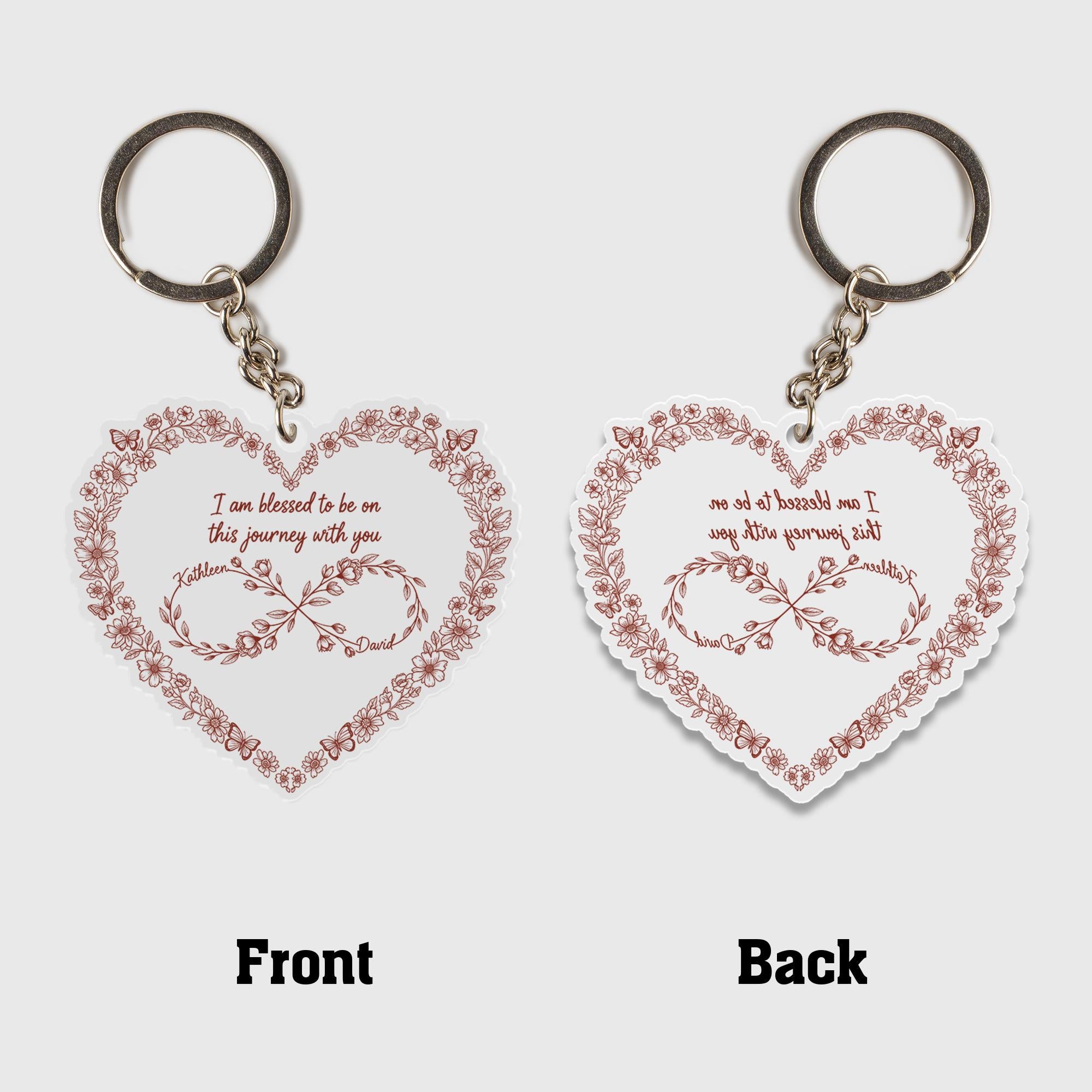 Custom Heart Keychain, Personalized Couple Keyring with Names & Quote, Romantic Gift for Anniversary, Wedding Favor, Love Keepsake