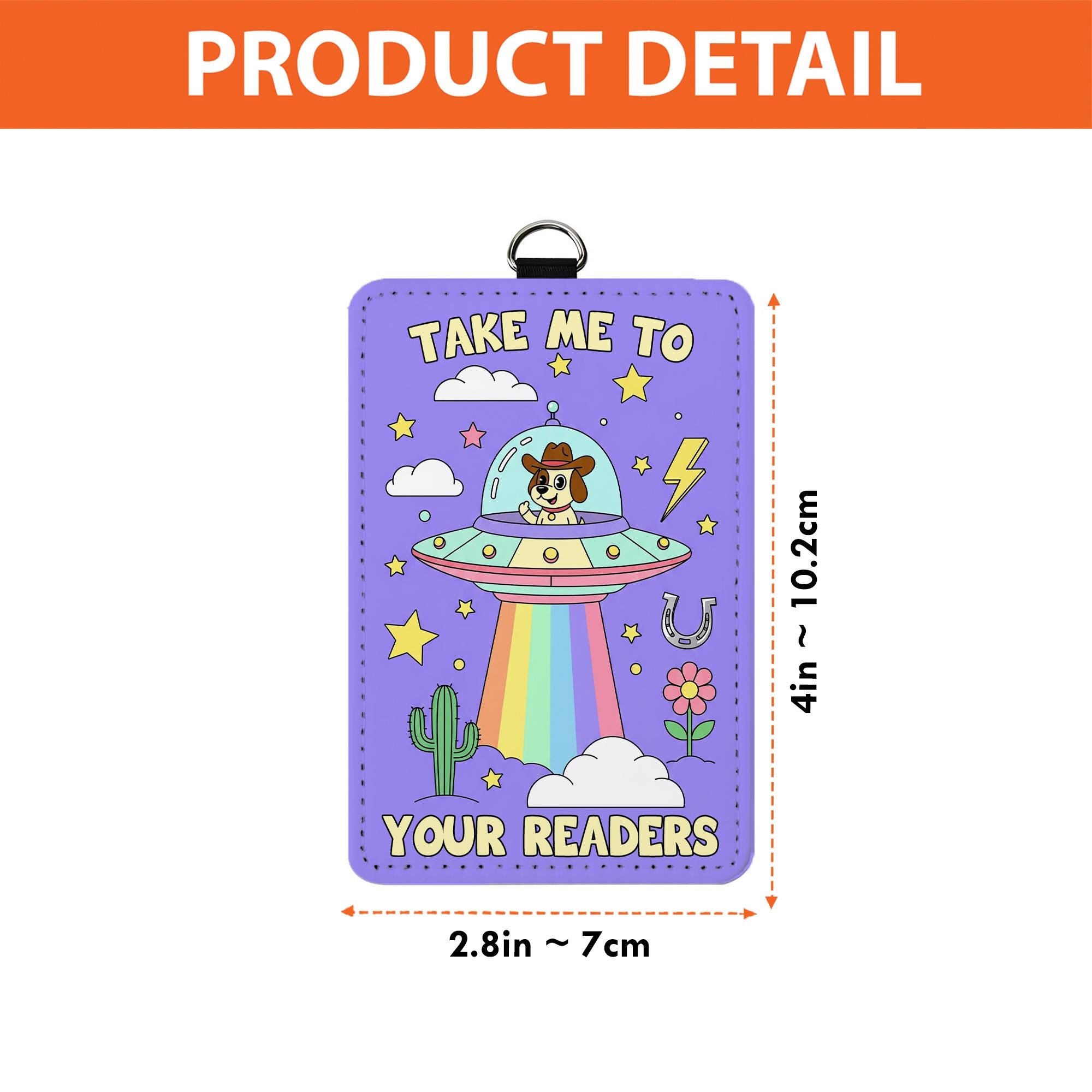 Cute Dog Alien UFO Badge Holder | Rainbow Teacher Lanyard | Funny ID Holder | Take Me To Your Readers Gift | Librarian Accessories
