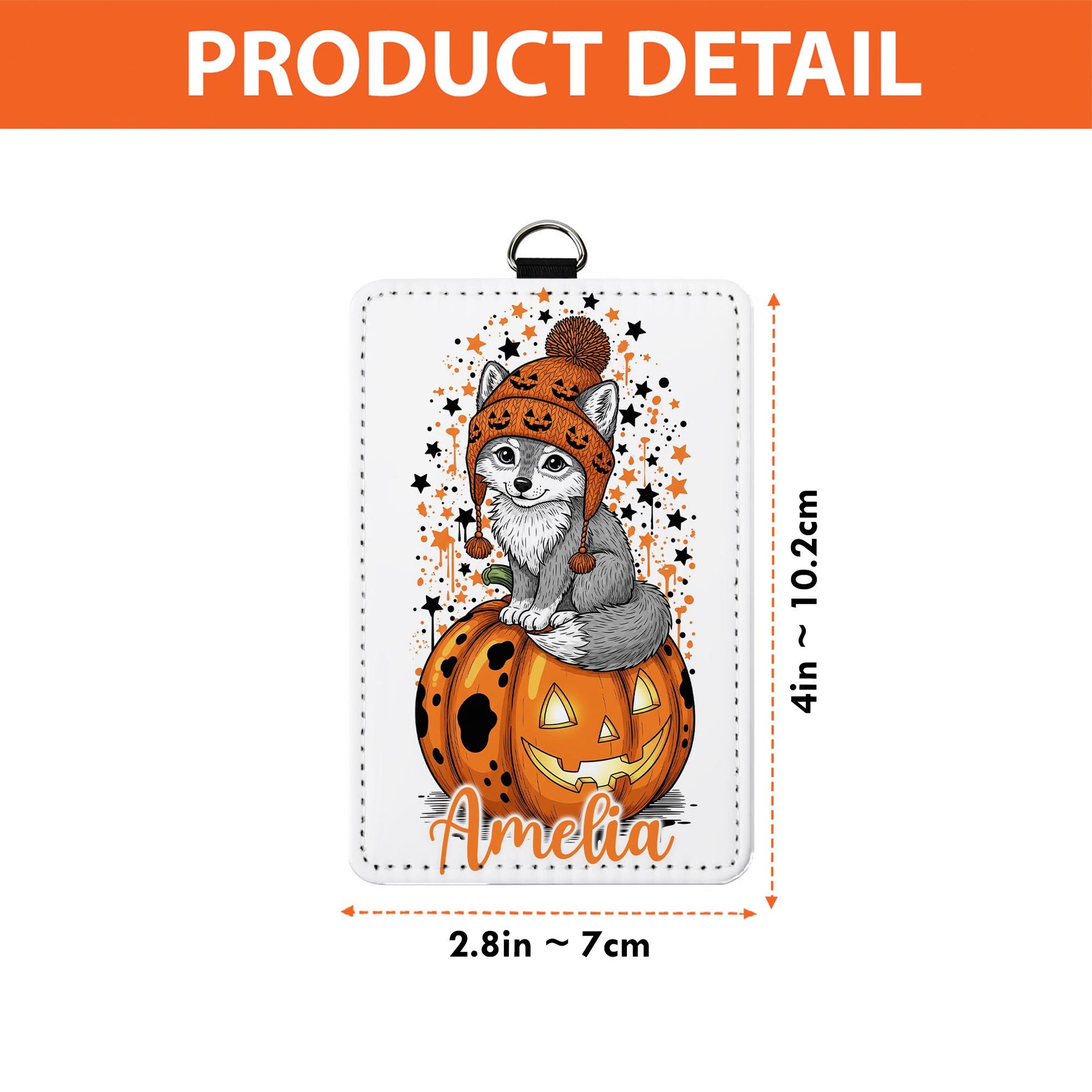 Personalized Halloween Wolf Badge Holder | Custom Pumpkin ID Lanyard | Cute Fall Name Tag | Spooky Teacher Gift | Autumn Work Accessory